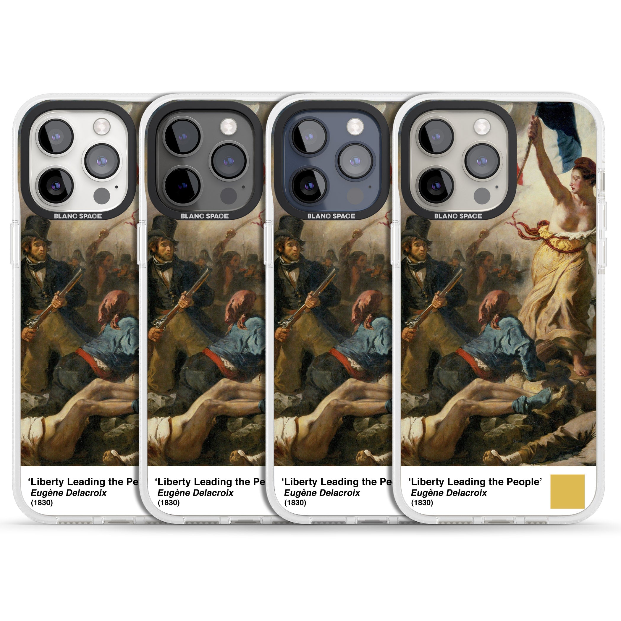 Liberty Leading the People iPhone 15 Pro Max / 15 Pro / 14 Pro Max / 14 Pro / 13 Pro Clear Case Impact Air - Blanc Space