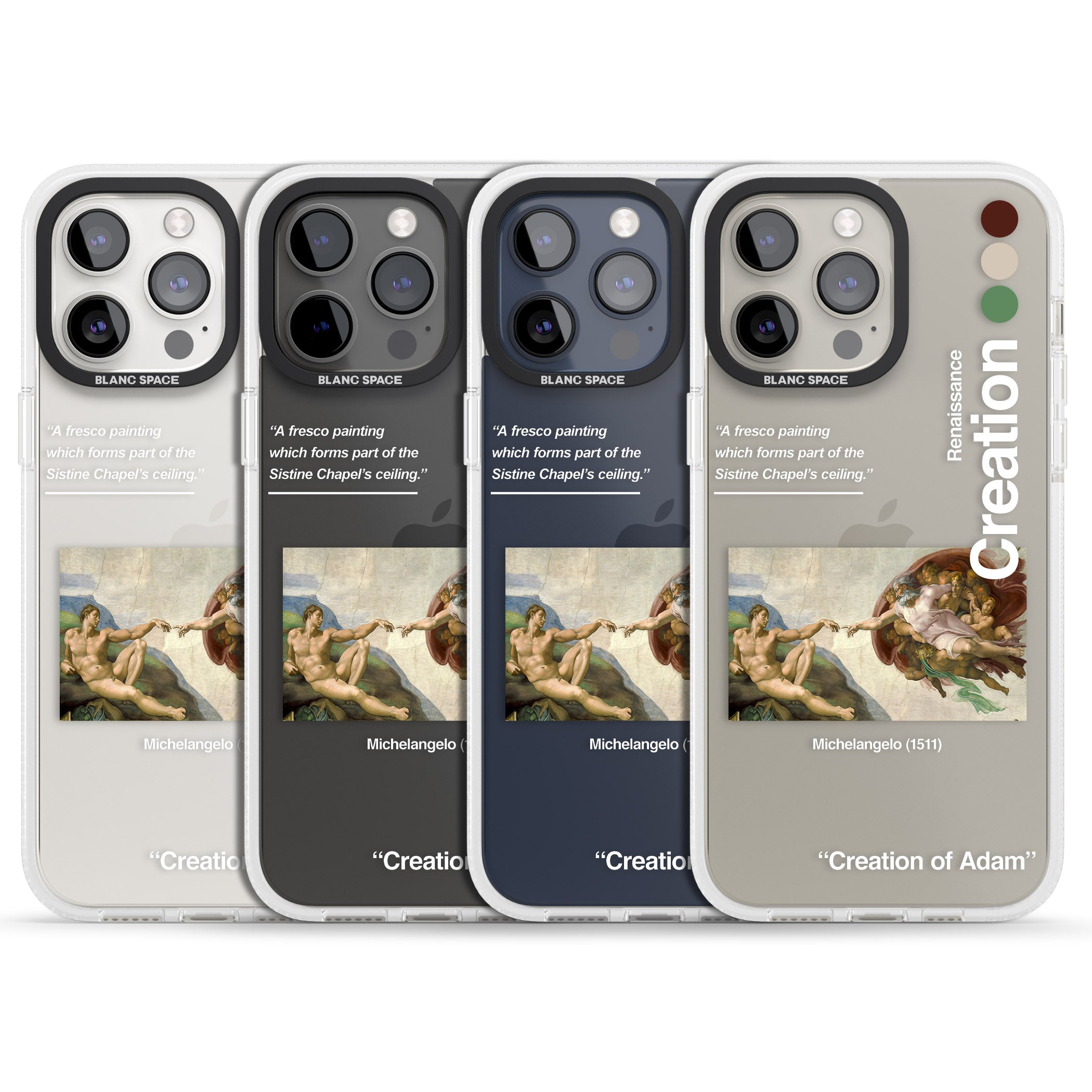 Creation of Adam - Michelangelo iPhone 15 Pro Max / 15 Pro / 14 Pro Max / 14 Pro / 13 Pro Clear Case Impact Air - Blanc Space