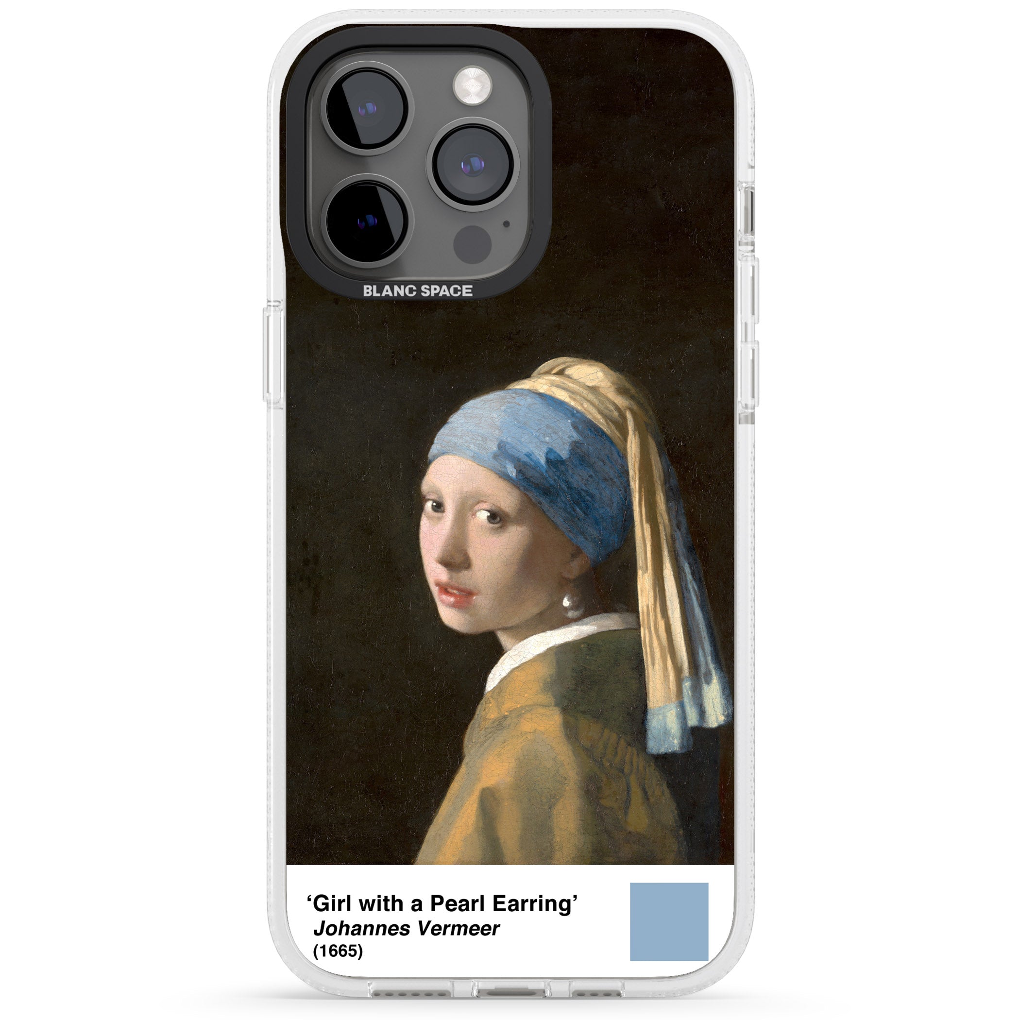Girl with a Pearl Earring iPhone 15 Pro Max / 15 Pro / 14 Pro Max / 14 Pro / 13 Pro Clear Case Impact Air - Blanc Space