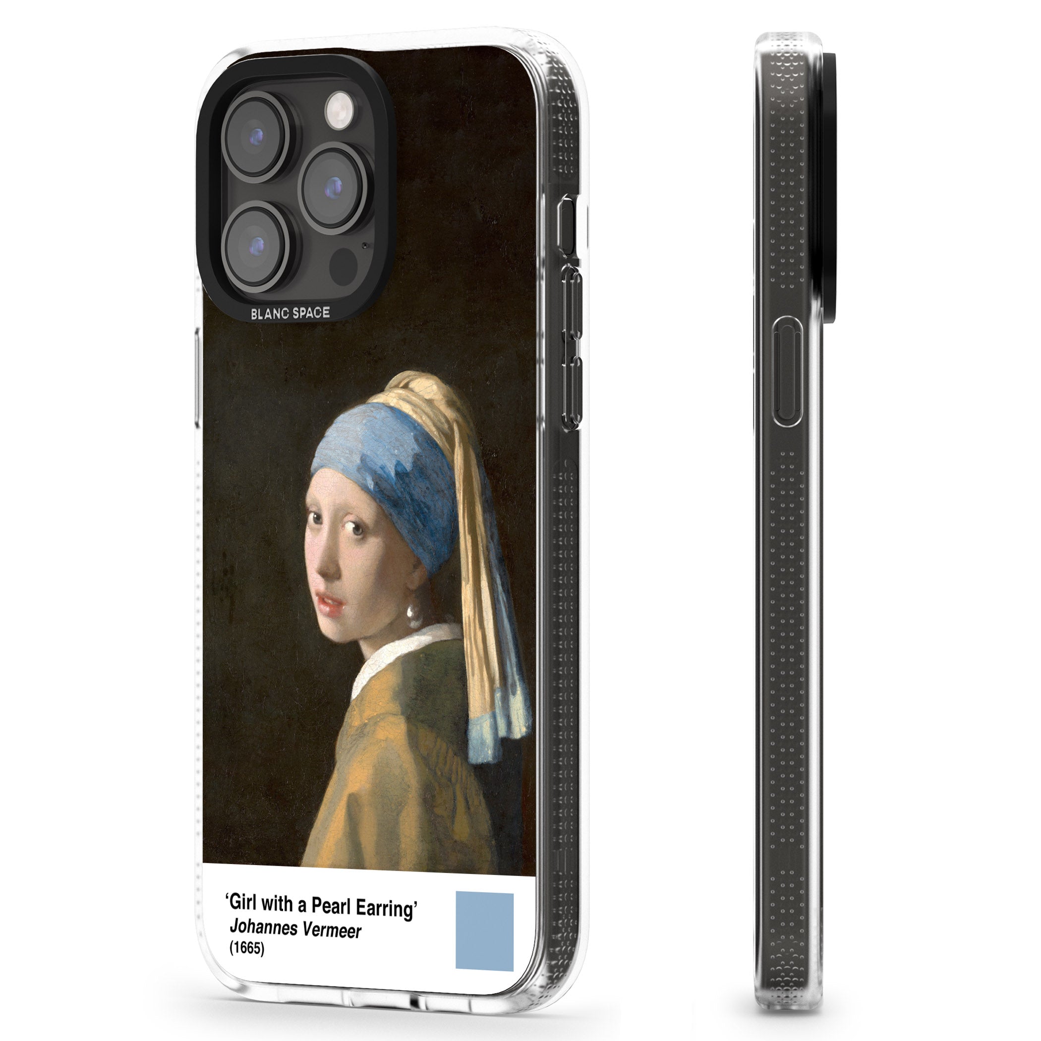 Girl with a Pearl Earring iPhone 15 Pro Max / 15 Pro / 14 Pro Max / 14 Pro / 13 Pro Clear Case Impact Air - Blanc Space