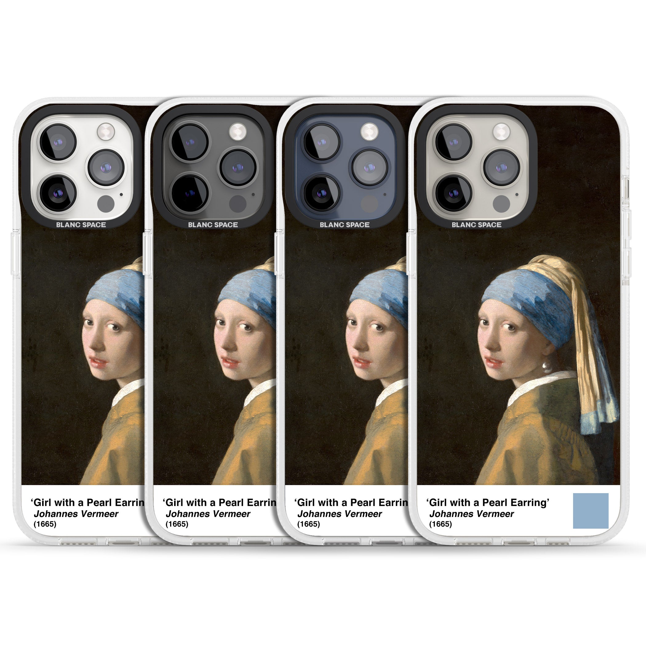 Girl with a Pearl Earring iPhone 15 Pro Max / 15 Pro / 14 Pro Max / 14 Pro / 13 Pro Clear Case Impact Air - Blanc Space