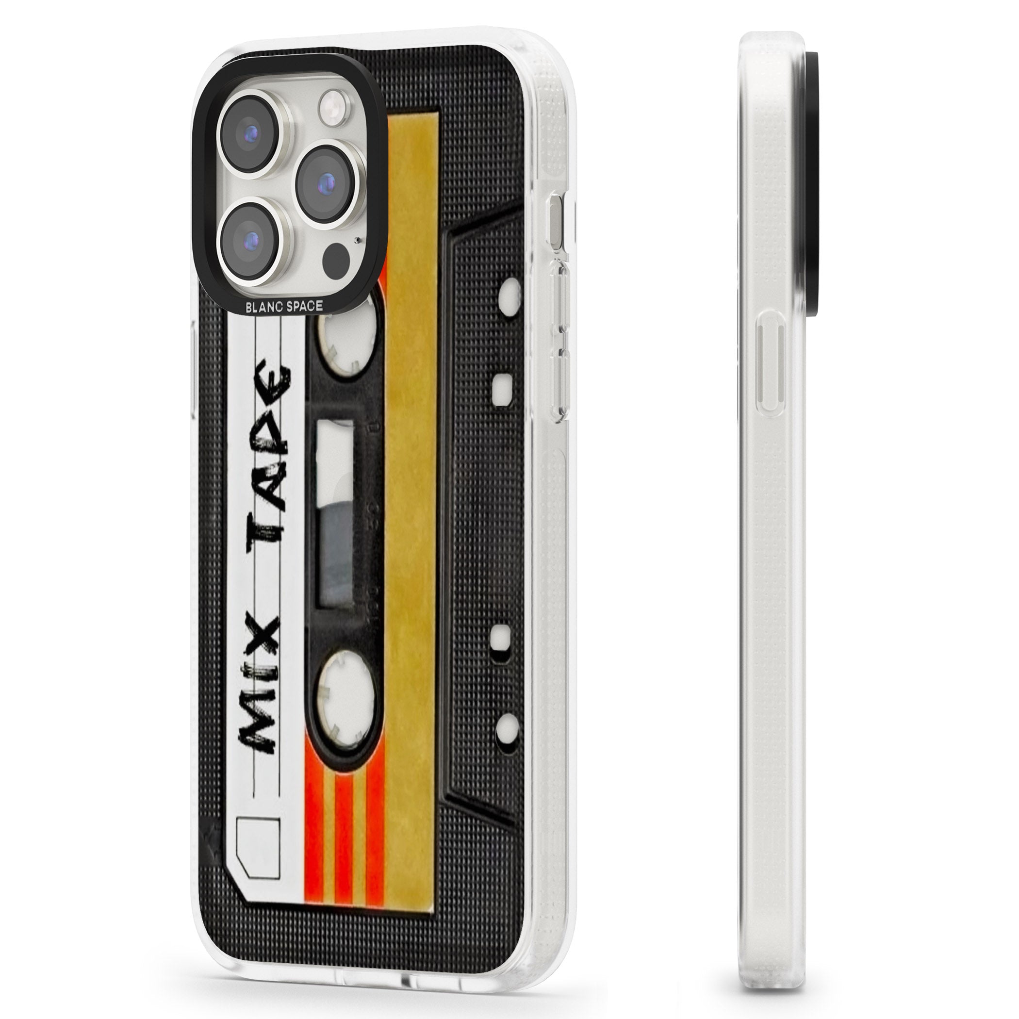 Retro Mix Tape iPhone 15 Pro Max / 15 Pro / 14 Pro Max / 14 Pro / 13 Pro Clear Case Impact Air - Blanc Space