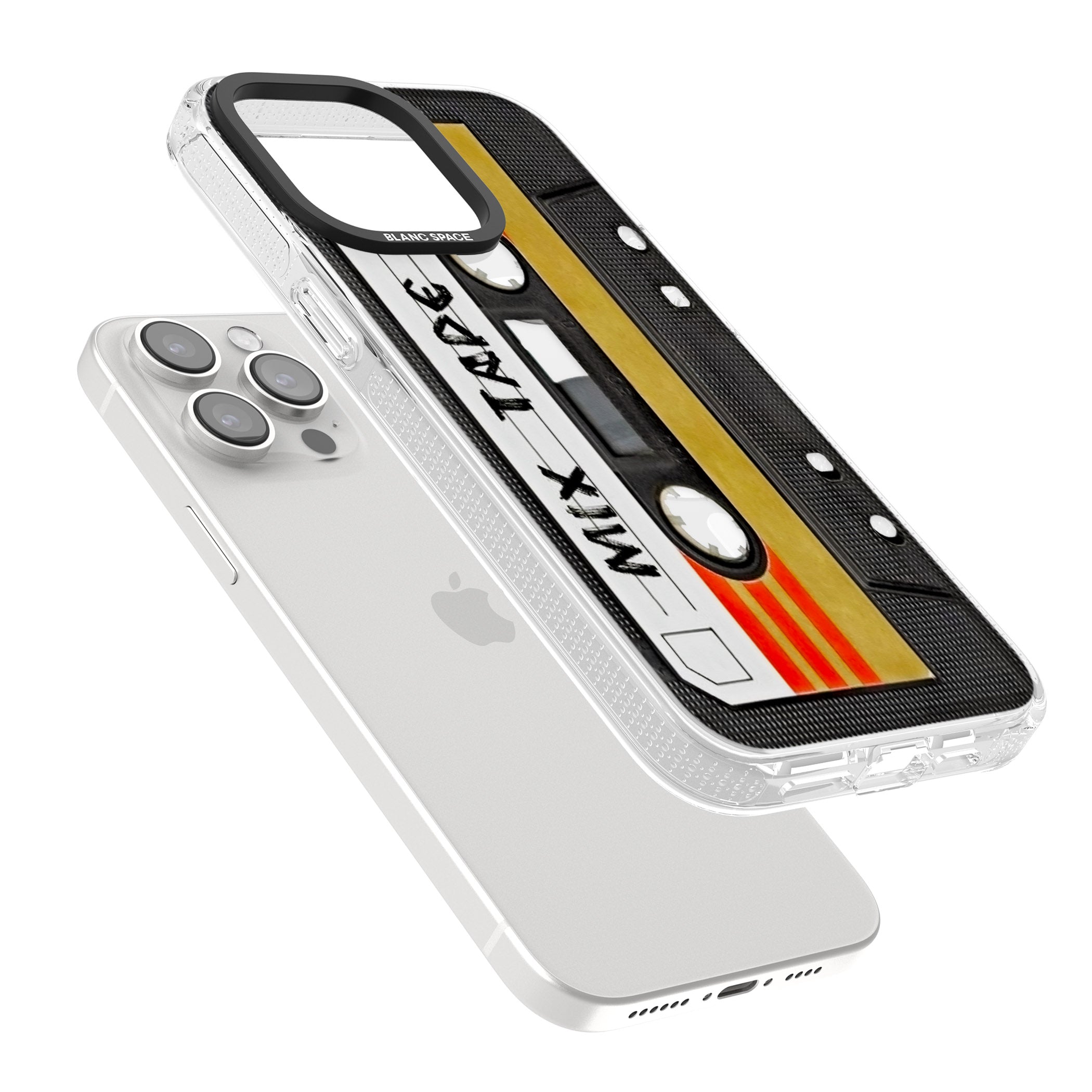 Retro Mix Tape iPhone 15 Pro Max / 15 Pro / 14 Pro Max / 14 Pro / 13 Pro Clear Case Impact Air - Blanc Space
