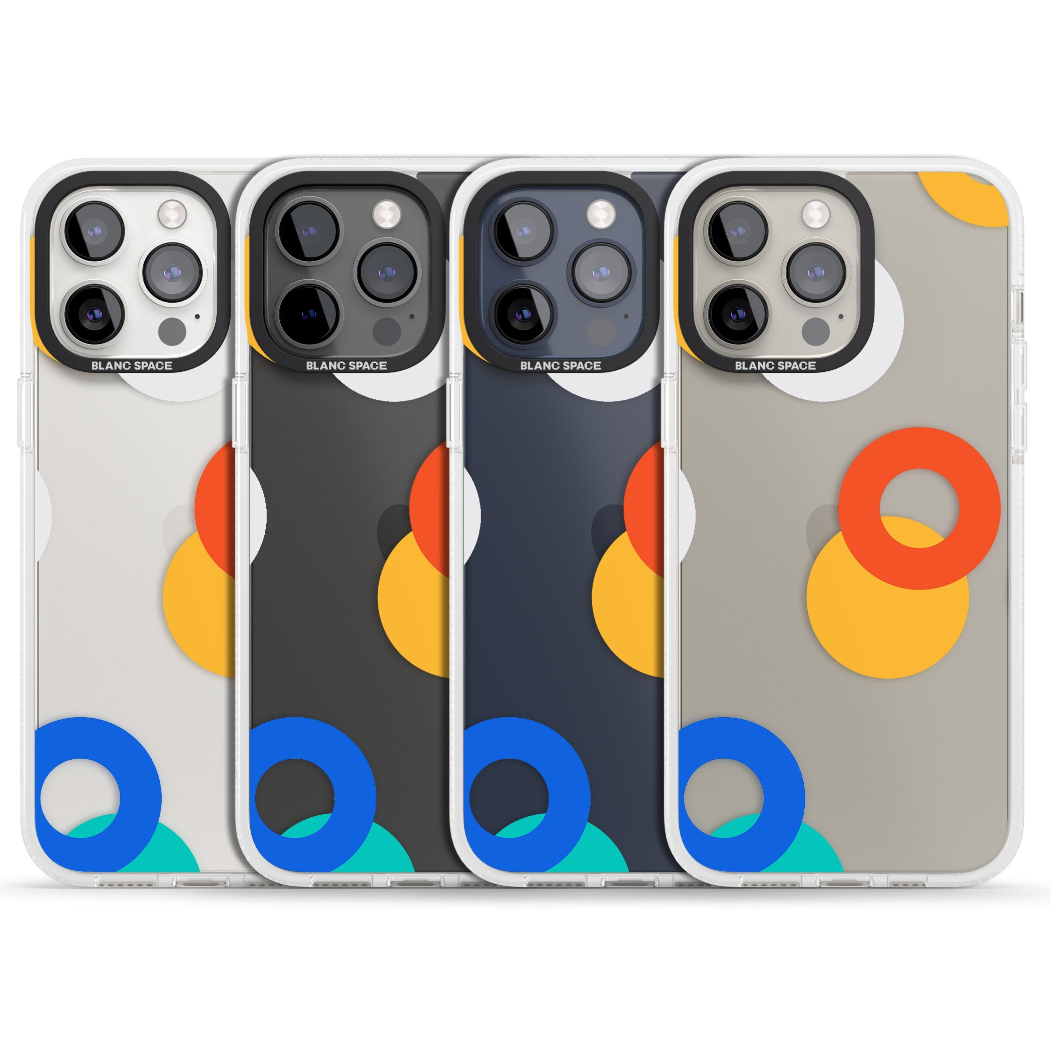 Abstract Mixed Circles iPhone 15 Pro Max / 15 Pro / 14 Pro Max / 14 Pro / 13 Pro Clear Case Impact Air - Blanc Space