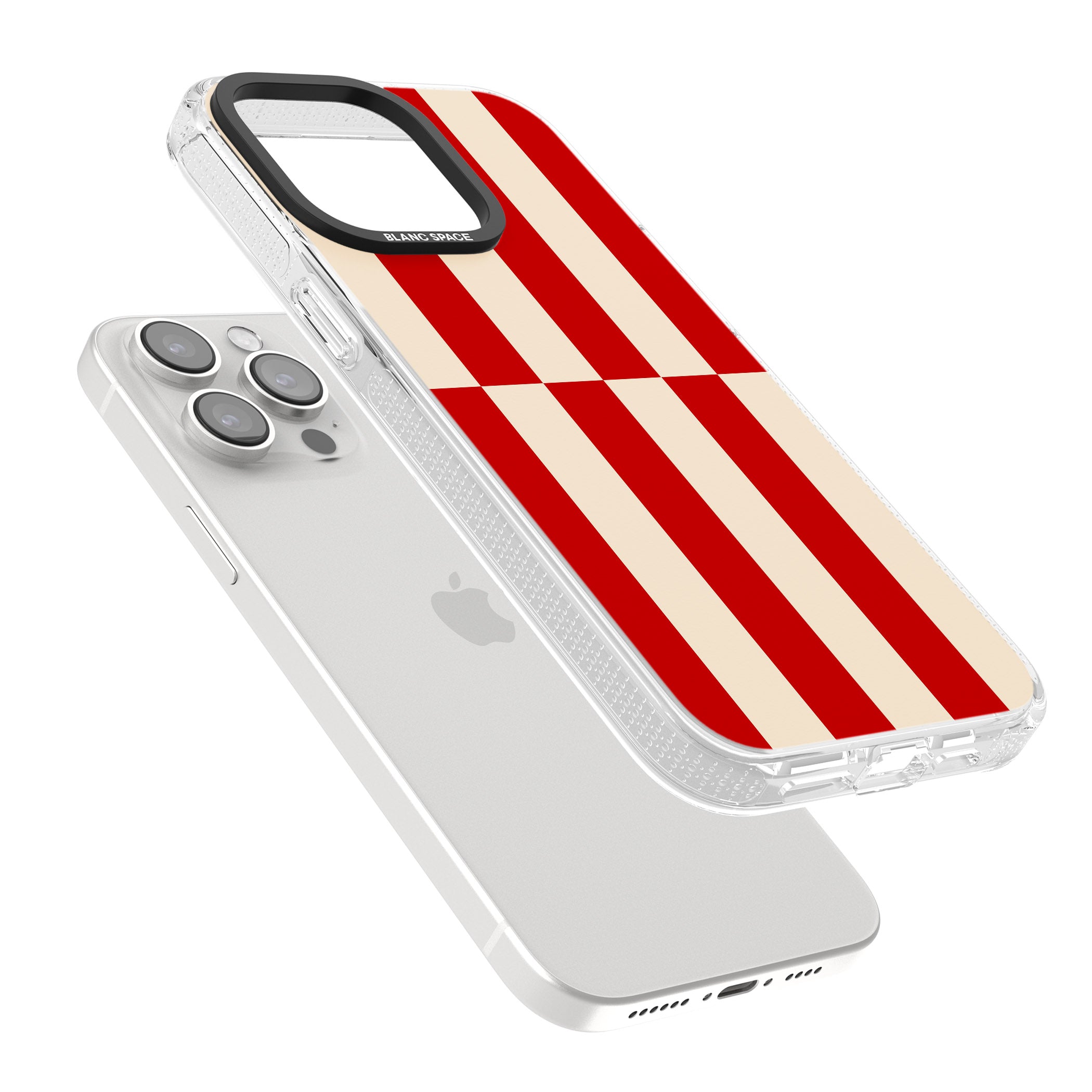 Retro Red Stripes iPhone 15 Pro Max / 15 Pro / 14 Pro Max / 14 Pro / 13 Pro Clear Case Impact Air - Blanc Space