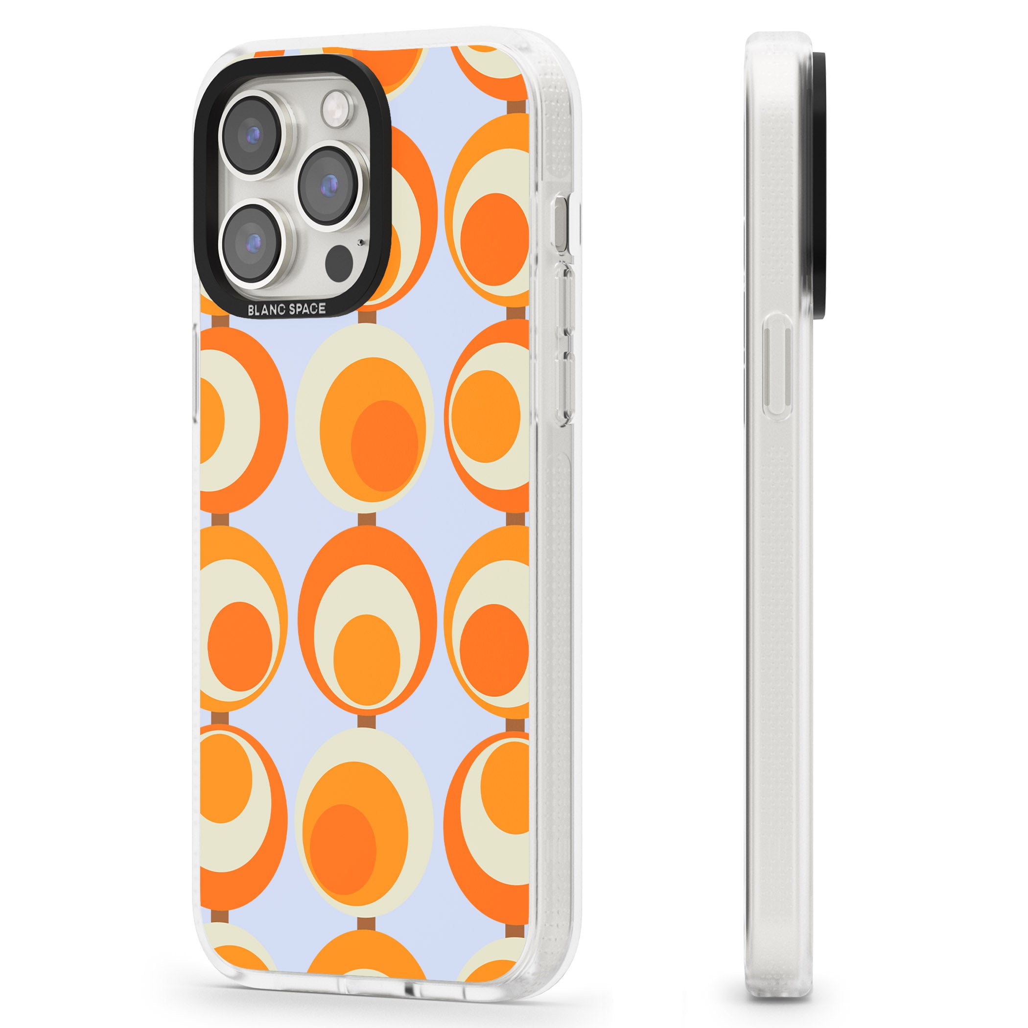 Mid-Century Blue & Orange Pattern iPhone 15 Pro Max / 15 Pro / 14 Pro Max / 14 Pro / 13 Pro Clear Case Impact Air - Blanc Space