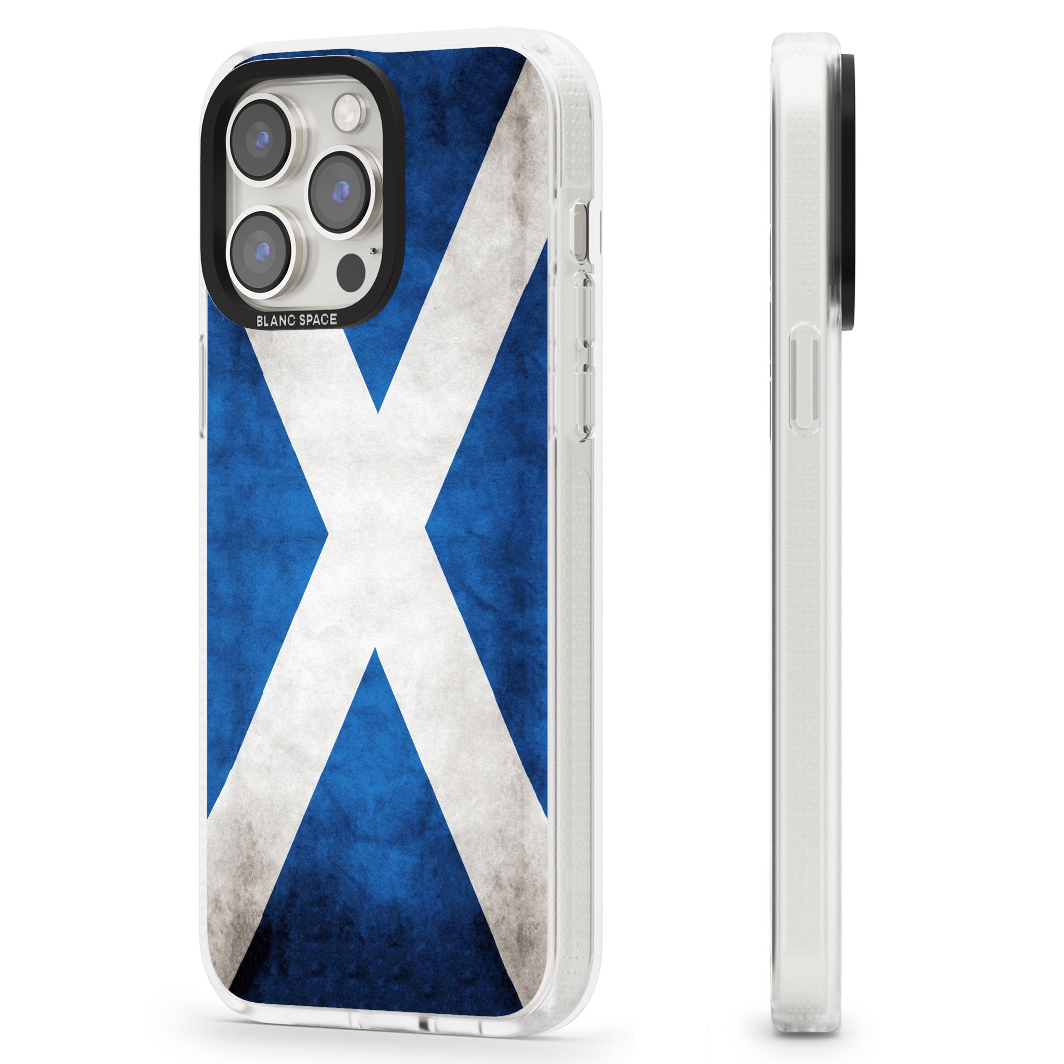 Scotland Saltire Flag iPhone 15 Pro Max / 15 Pro / 14 Pro Max / 14 Pro / 13 Pro Clear Case Impact Air - Blanc Space