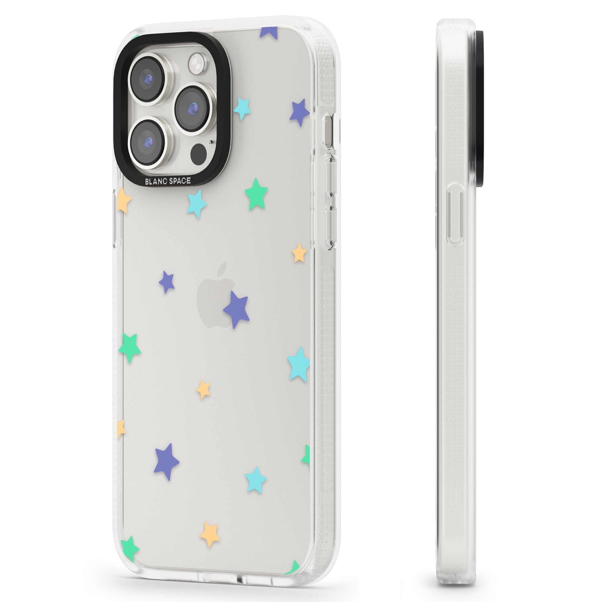 Pastel Stars Pattern iPhone 15 Pro Max / 15 Pro / 14 Pro Max / 14 Pro / 13 Pro Clear Case Impact Air - Blanc Space