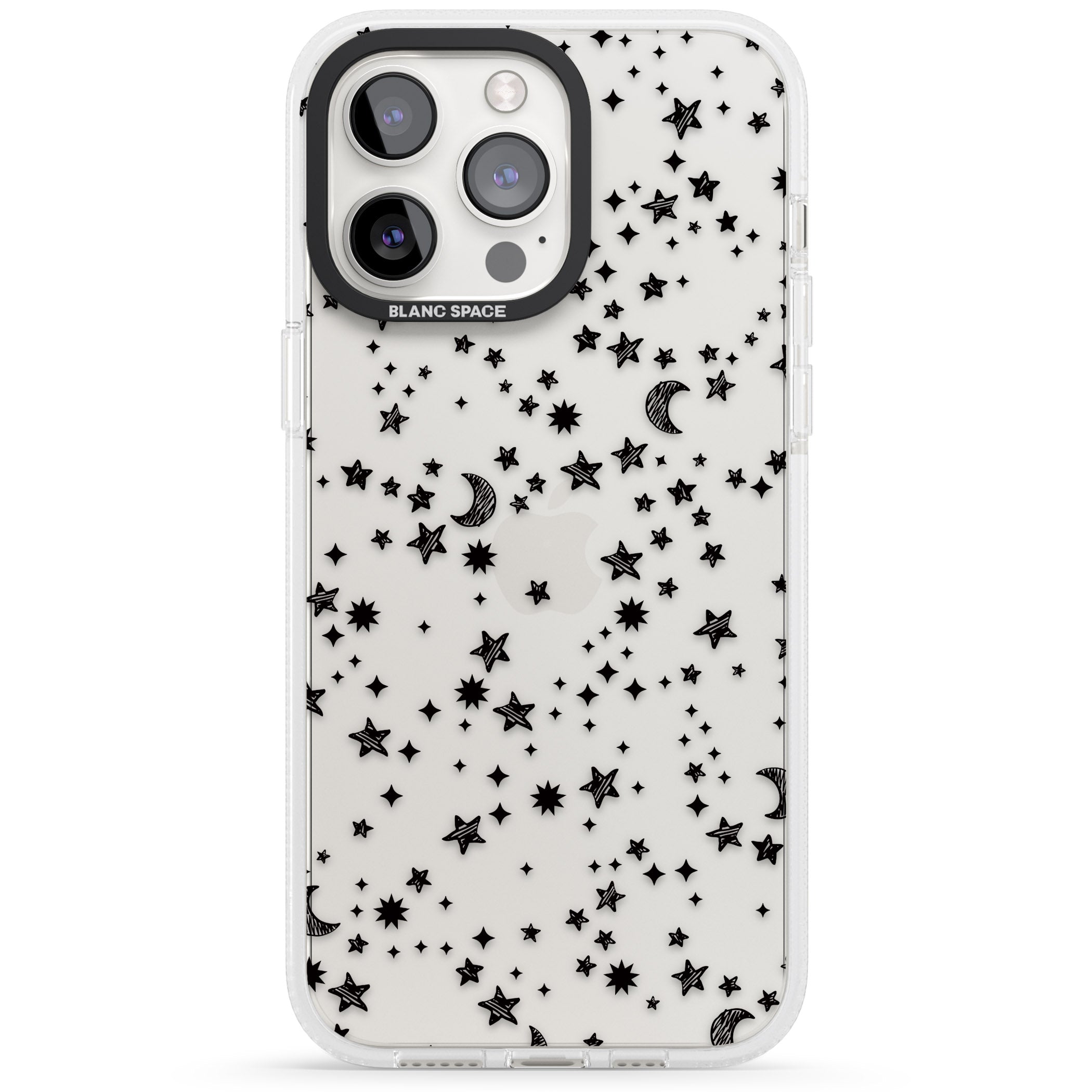 Black Cosmic Galaxy Pattern iPhone 15 Pro Max / 15 Pro / 14 Pro Max / 14 Pro / 13 Pro Clear Case Impact Air - Blanc Space