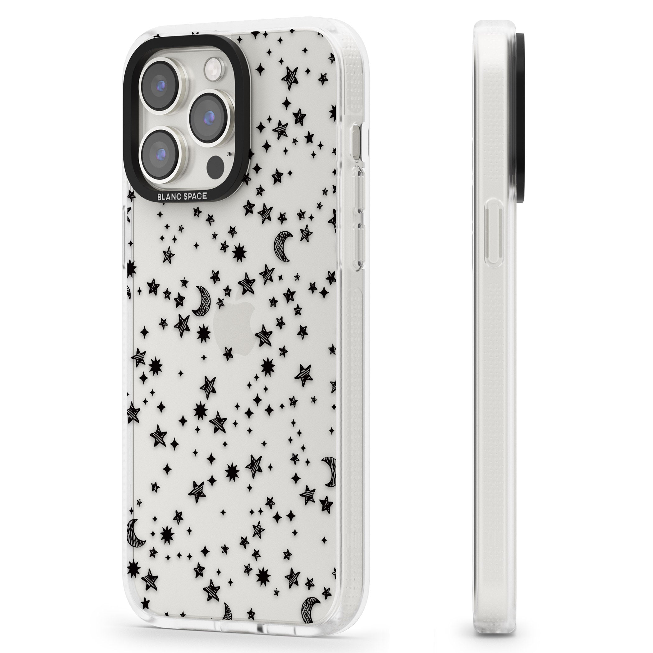 Black Cosmic Galaxy Pattern iPhone 15 Pro Max / 15 Pro / 14 Pro Max / 14 Pro / 13 Pro Clear Case Impact Air - Blanc Space