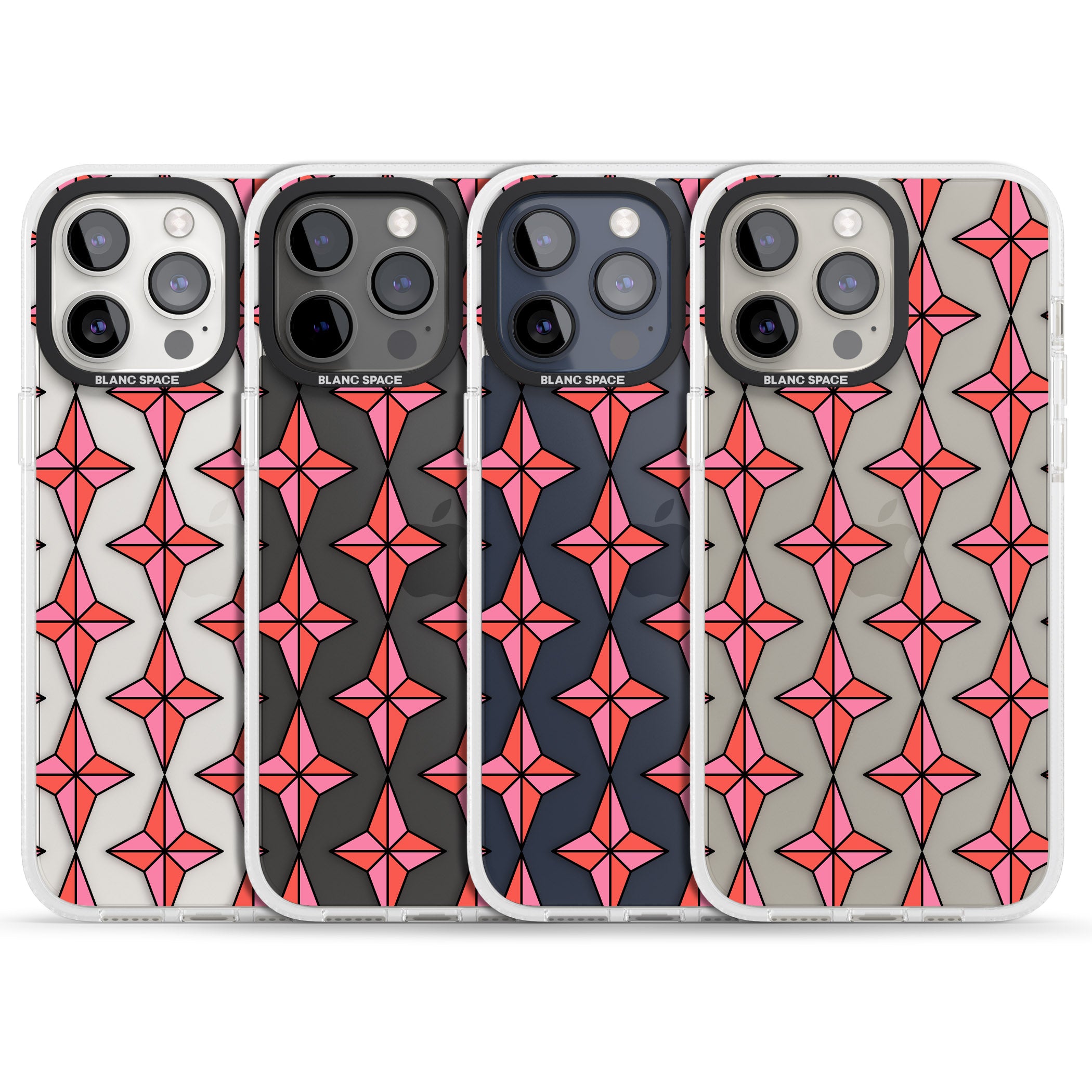 Rose Stars Pattern (Clear) iPhone 15 Pro Max / 15 Pro / 14 Pro Max / 14 Pro / 13 Pro Clear Case Impact Air - Blanc Space