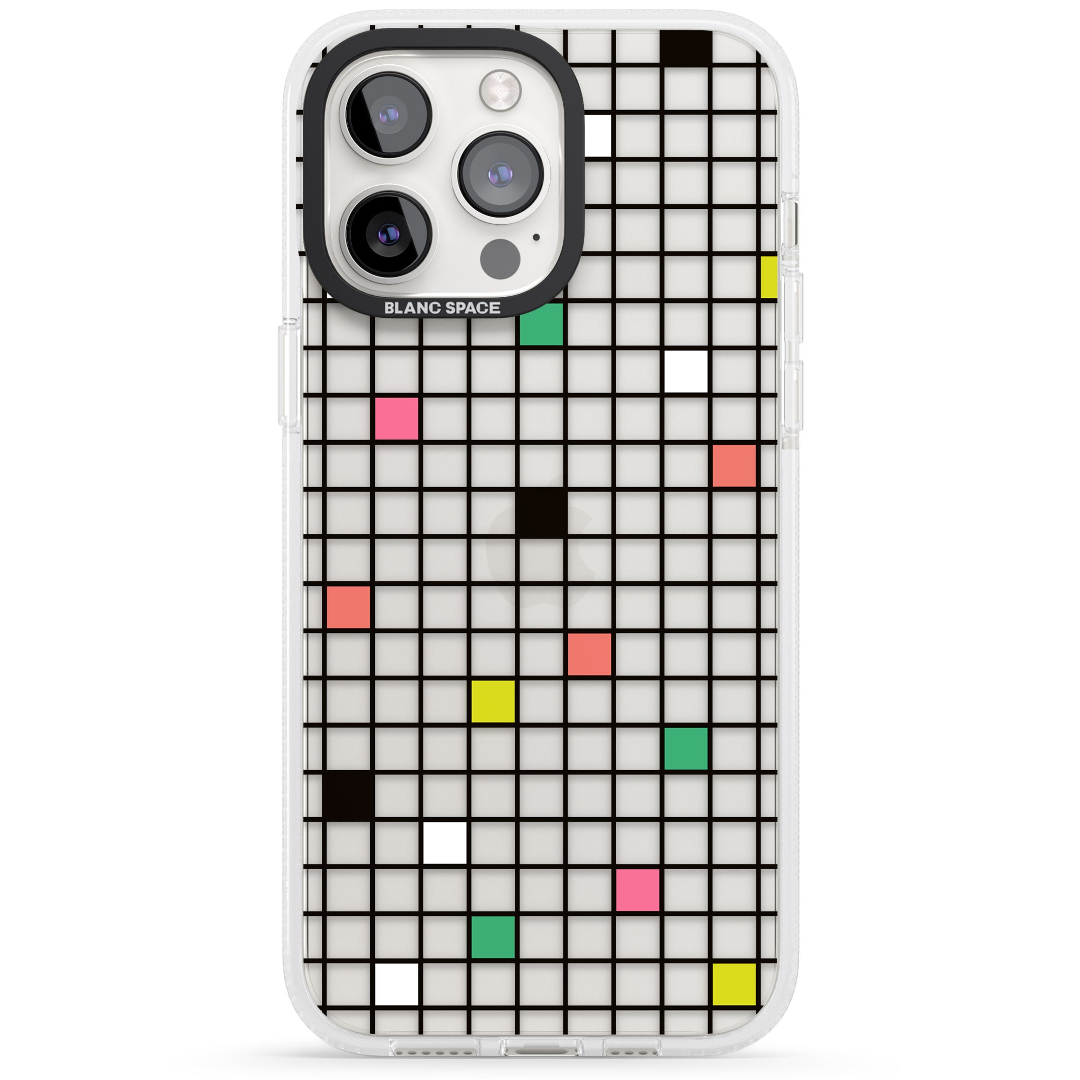 Vibrant Clear Geometric Grid iPhone 15 Pro Max / 15 Pro / 14 Pro Max / 14 Pro / 13 Pro Clear Case Impact Air - Blanc Space