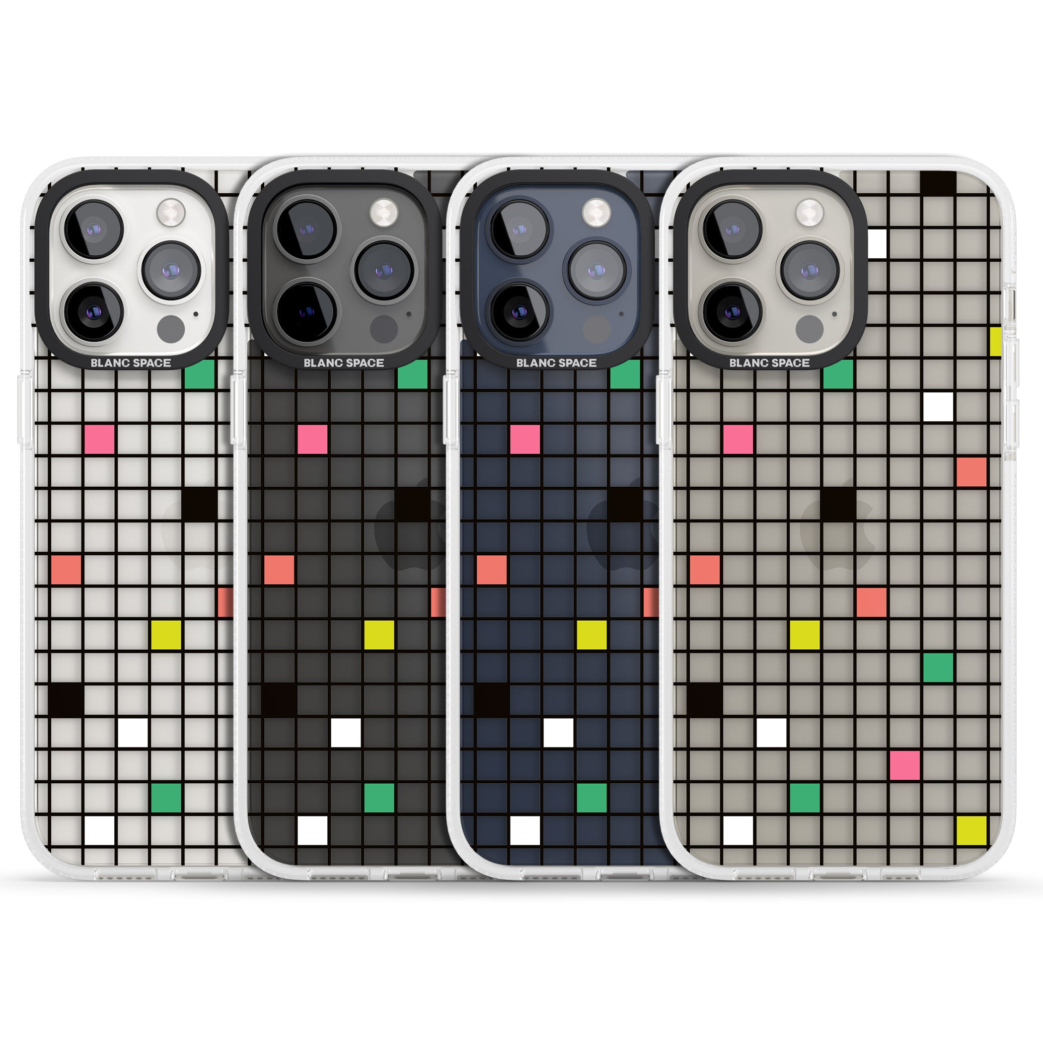 Vibrant Clear Geometric Grid iPhone 15 Pro Max / 15 Pro / 14 Pro Max / 14 Pro / 13 Pro Clear Case Impact Air - Blanc Space