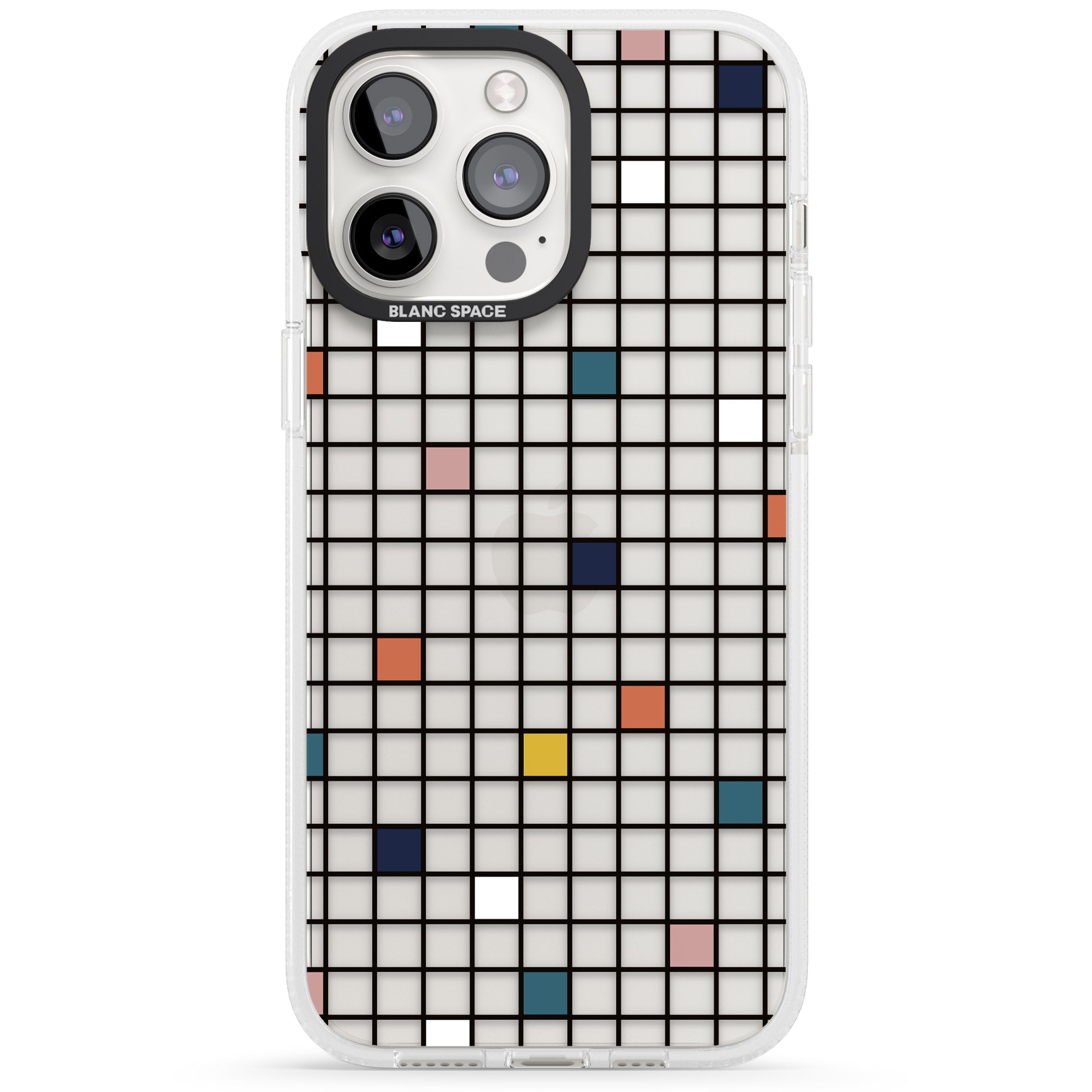 Earthtone Clear Geometric Grid iPhone 15 Pro Max / 15 Pro / 14 Pro Max / 14 Pro / 13 Pro Clear Case Impact Air - Blanc Space