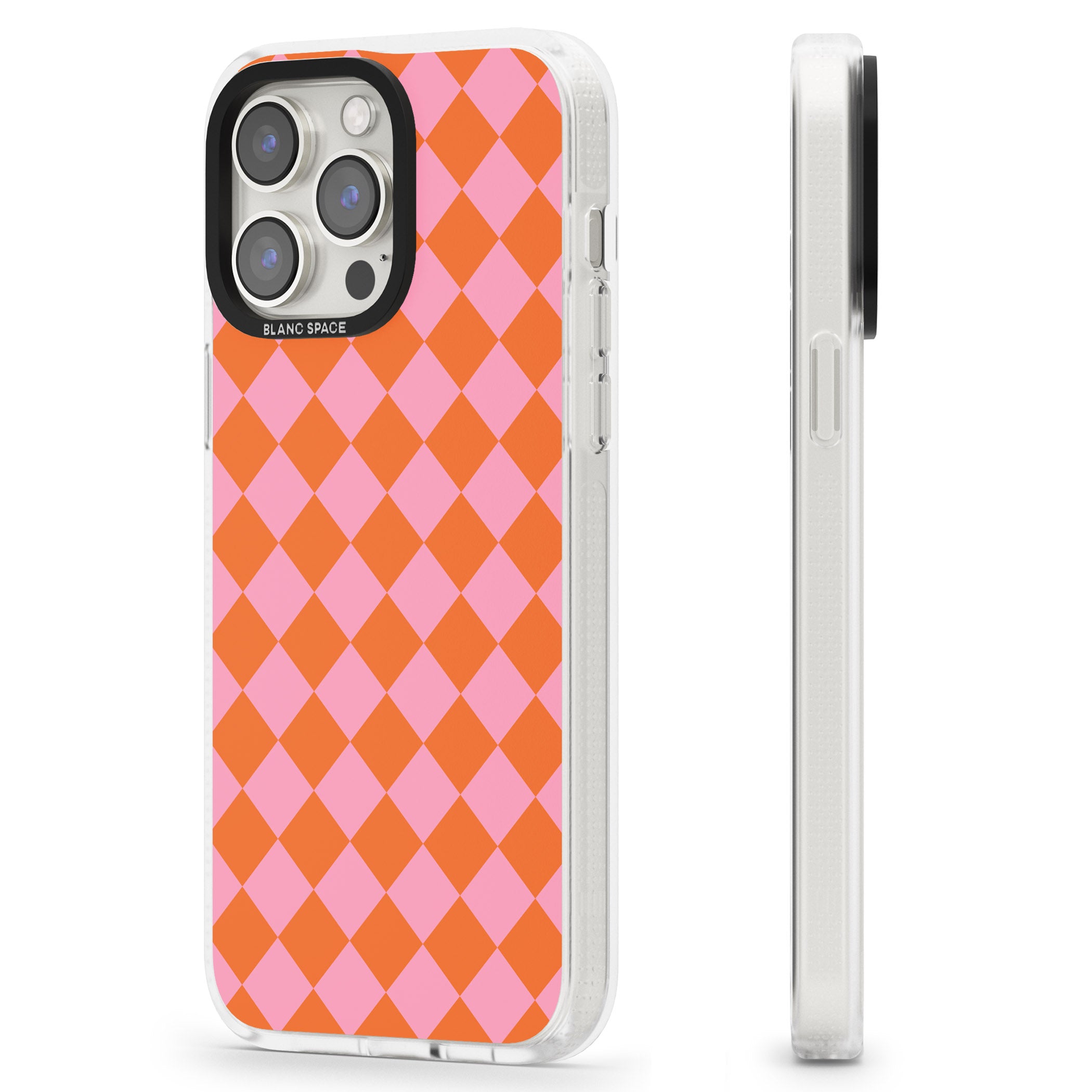 Retro Sunset Diamond Plaid iPhone 15 Pro Max / 15 Pro / 14 Pro Max / 14 Pro / 13 Pro Clear Case Impact Air - Blanc Space