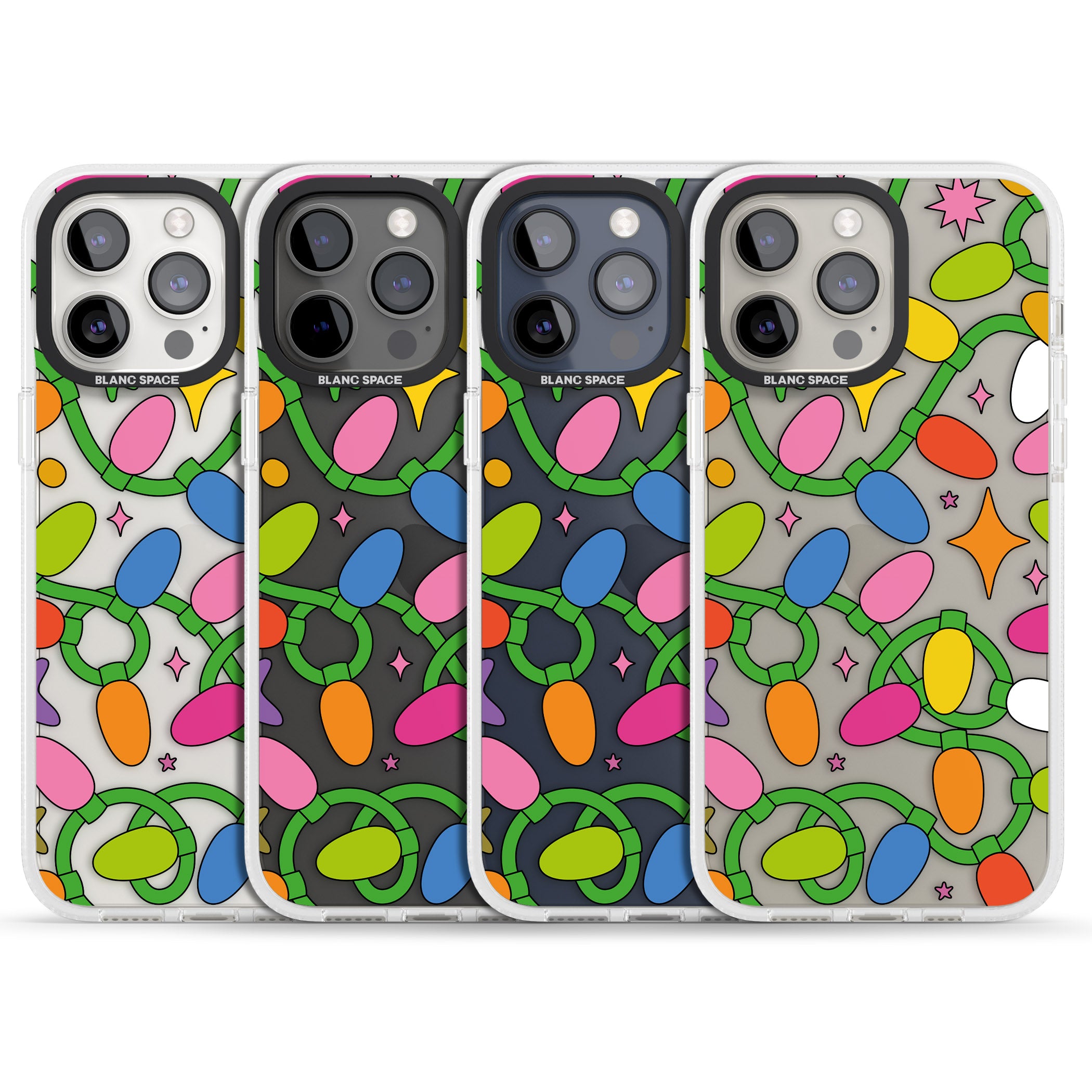 Festive Lights Pattern iPhone 15 Pro Max / 15 Pro / 14 Pro Max / 14 Pro / 13 Pro Clear Case Impact Air - Blanc Space