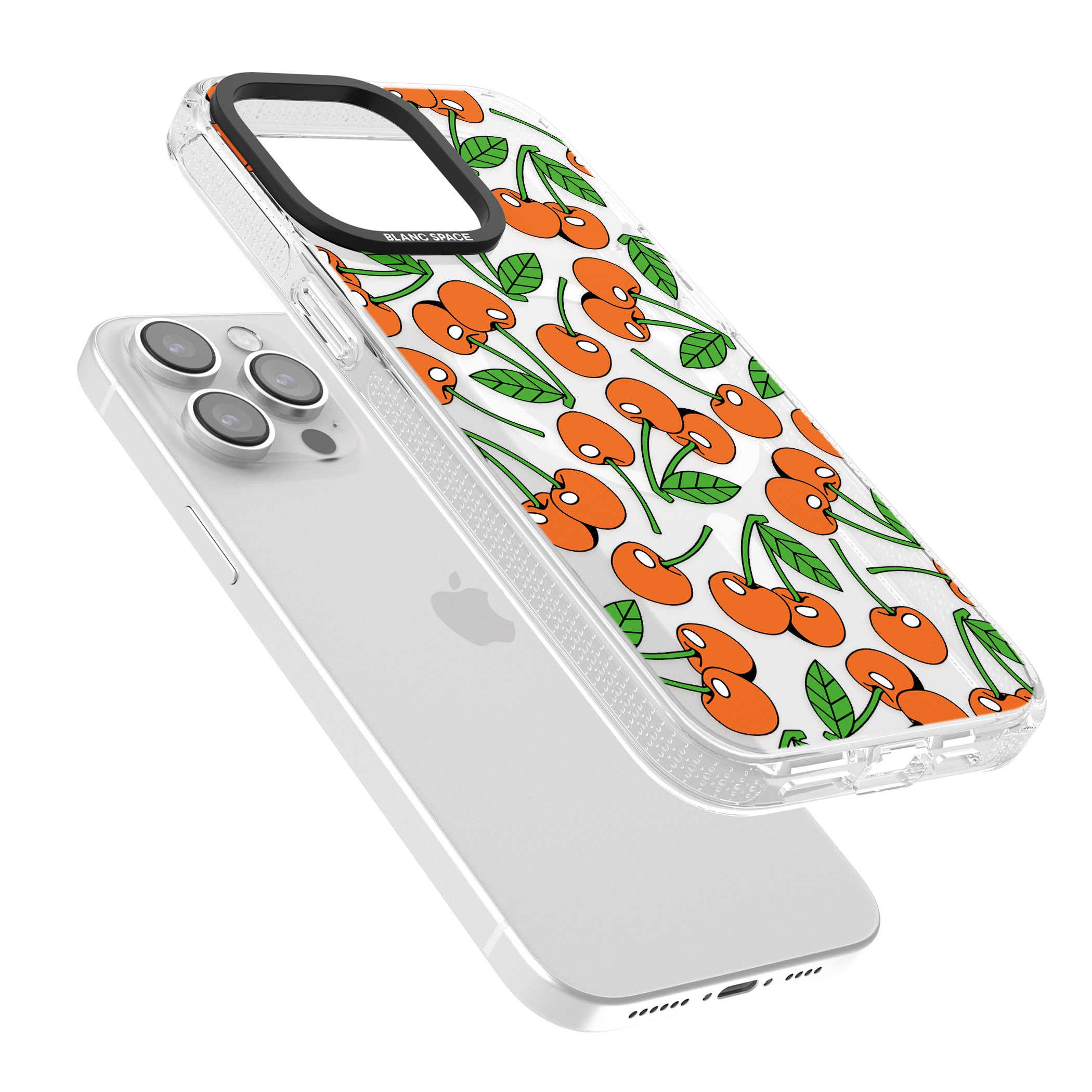 Orchard Fresh Cherries iPhone 15 Pro Max / 15 Pro / 14 Pro Max / 14 Pro / 13 Pro Clear Case Impact Air - Blanc Space