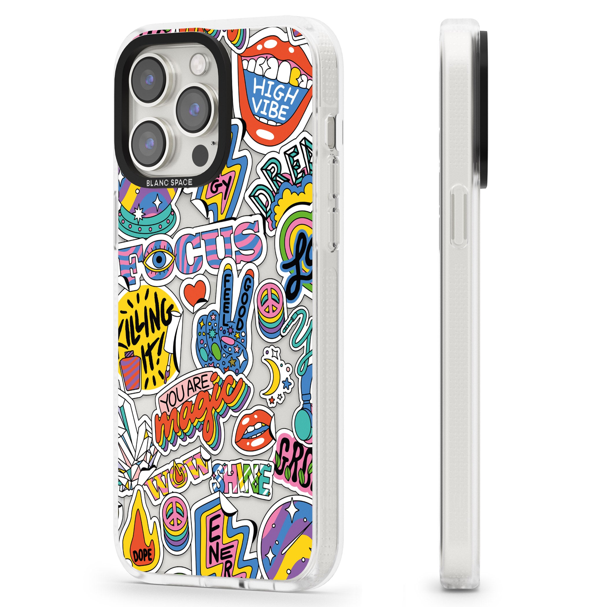 Magic Sticker Collage iPhone 15 Pro Max / 15 Pro / 14 Pro Max / 14 Pro / 13 Pro Clear Case Impact Air - Blanc Space