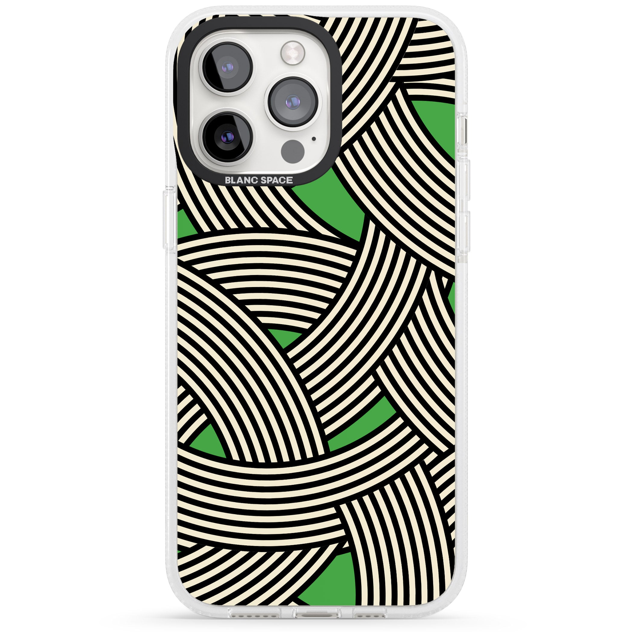 Green Optic Waves iPhone 15 Pro Max / 15 Pro / 14 Pro Max / 14 Pro / 13 Pro Clear Case Impact Air - Blanc Space