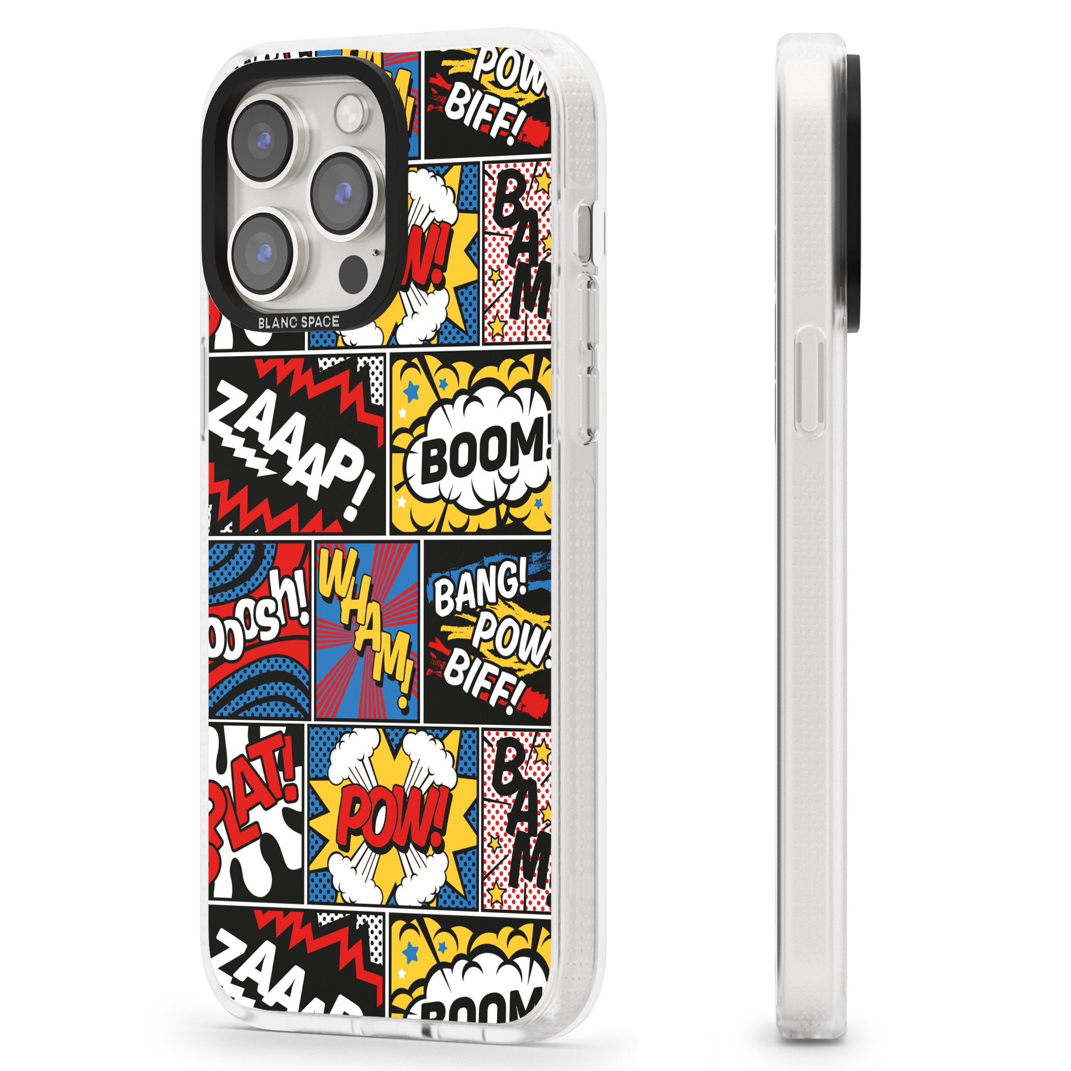 Onomatopoeia iPhone 15 Pro Max / 15 Pro / 14 Pro Max / 14 Pro / 13 Pro Clear Case Impact Air - Blanc Space