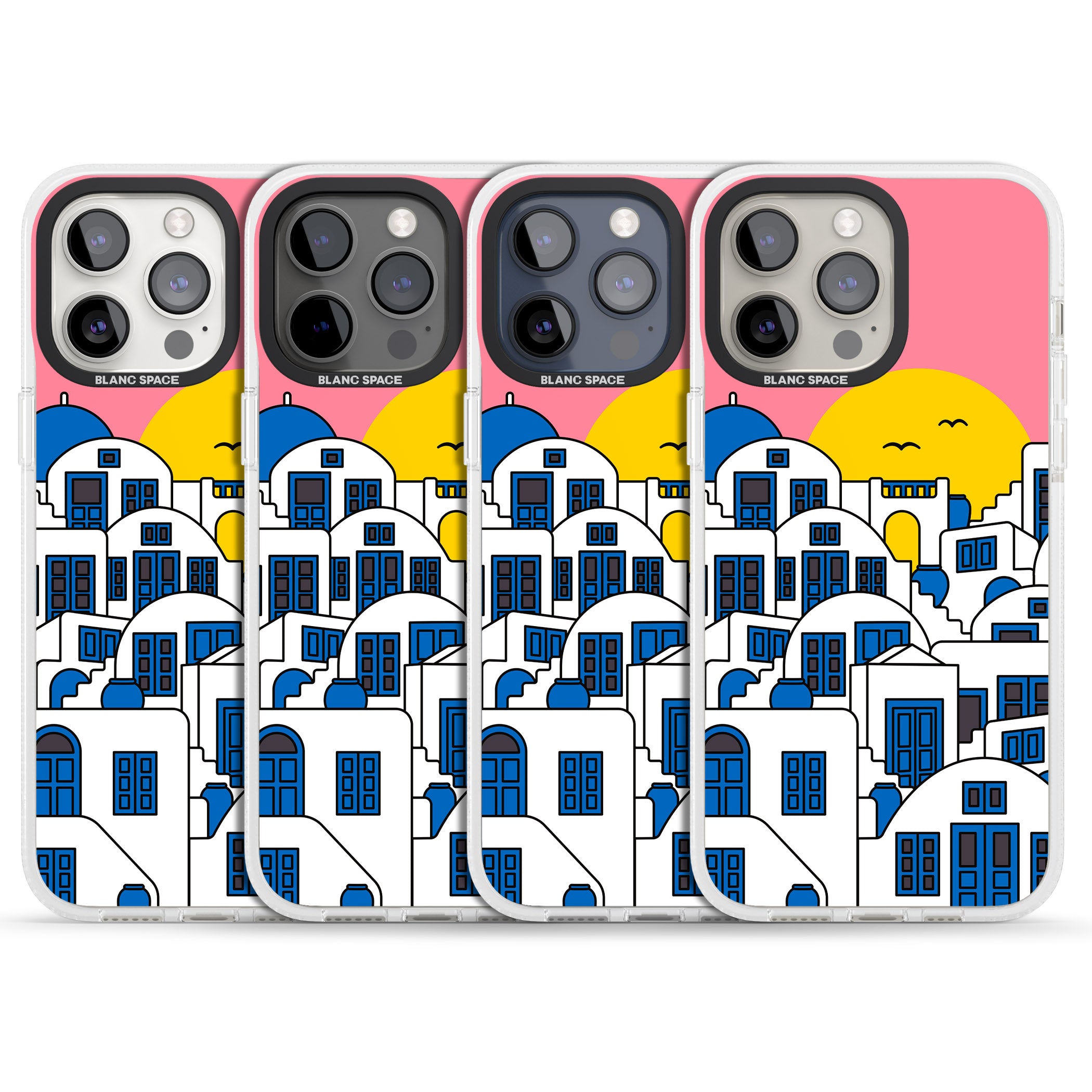 Santorini Sunset iPhone 15 Pro Max / 15 Pro / 14 Pro Max / 14 Pro / 13 Pro Clear Case Impact Air - Blanc Space