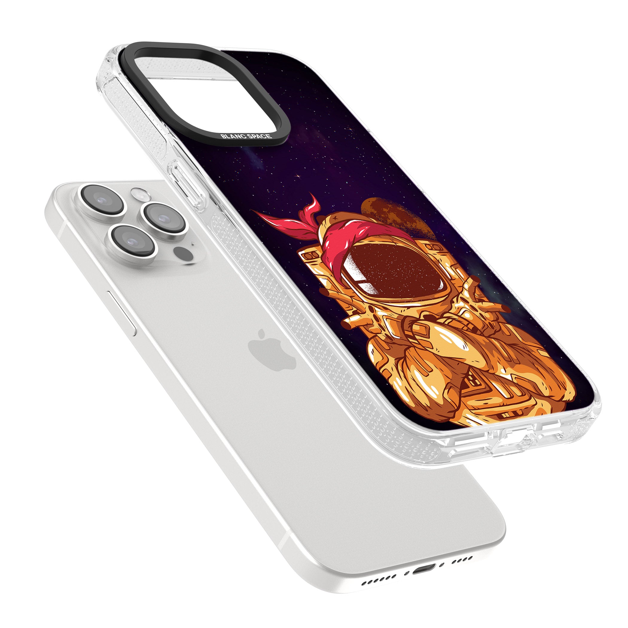 Space Gangster iPhone 15 Pro Max / 15 Pro / 14 Pro Max / 14 Pro / 13 Pro Clear Case Impact Air - Blanc Space