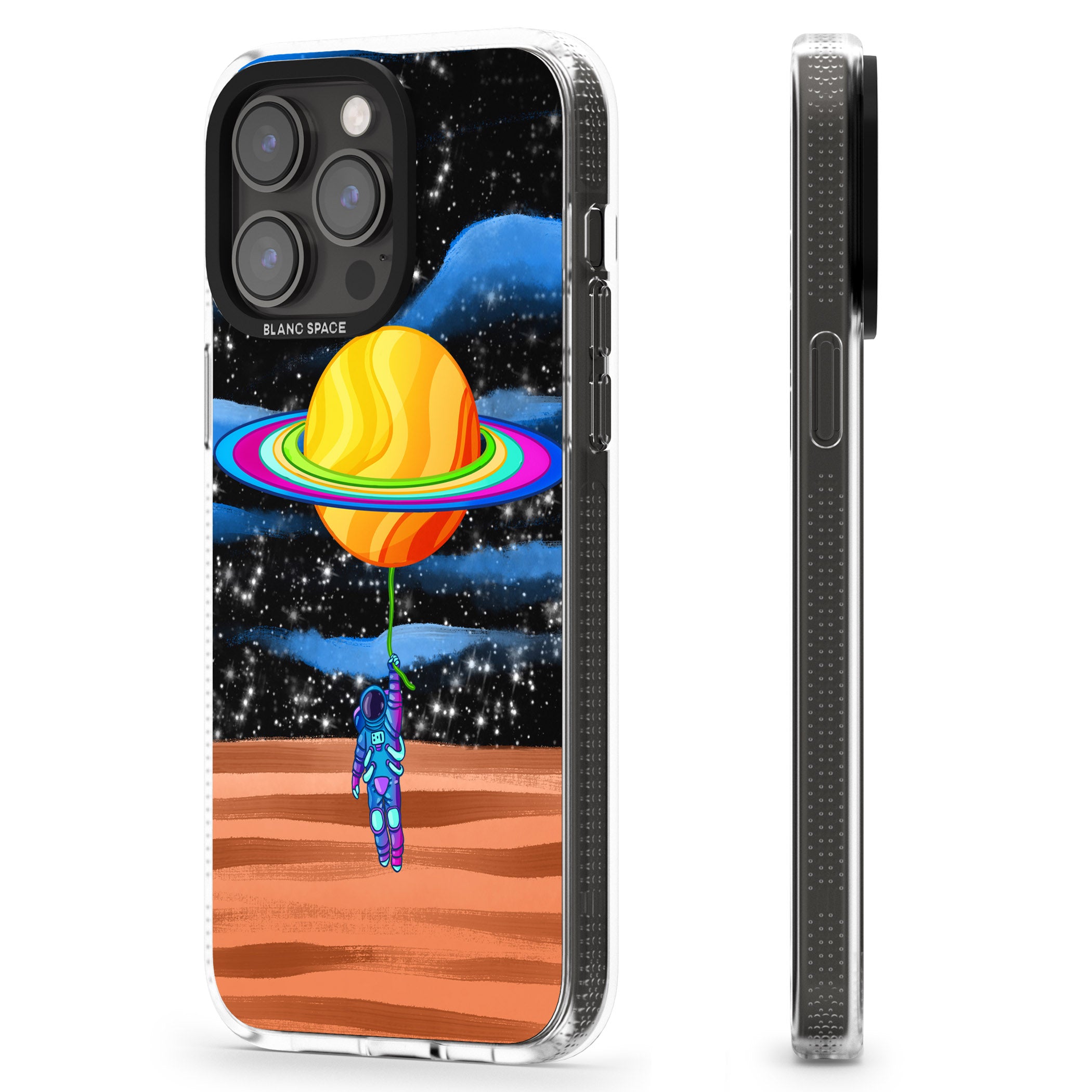 World On Helium iPhone 15 Pro Max / 15 Pro / 14 Pro Max / 14 Pro / 13 Pro Clear Case Impact Air - Blanc Space