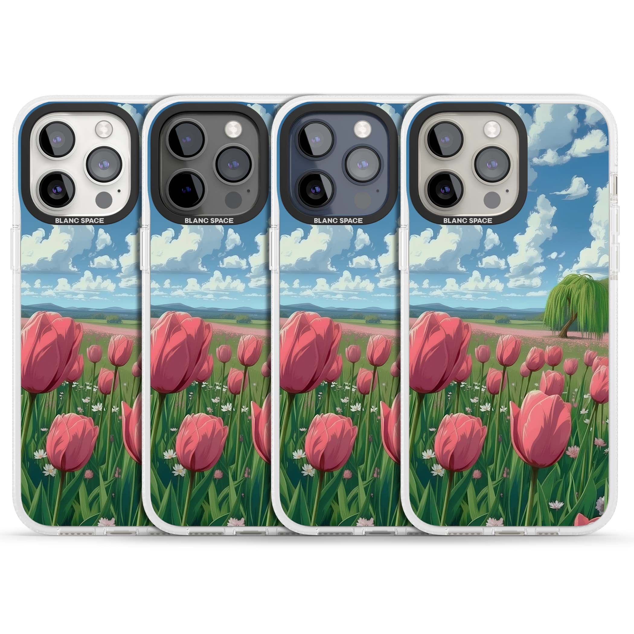 Willow By The Pink Tulips floral iPhone case | Clear Case Impact Air case for iPhone 15 Pro, iPhone 15 Pro Max