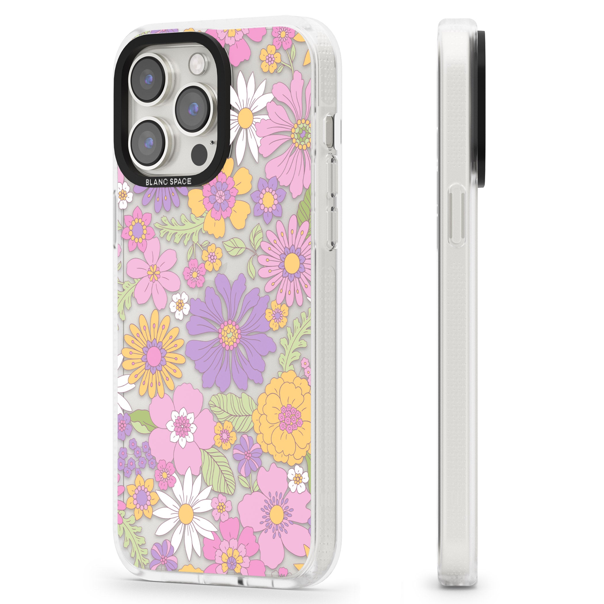 Soft Flower Mix iPhone 15 Pro Max / 15 Pro / 14 Pro Max / 14 Pro / 13 Pro Clear Case Impact Air - Blanc Space
