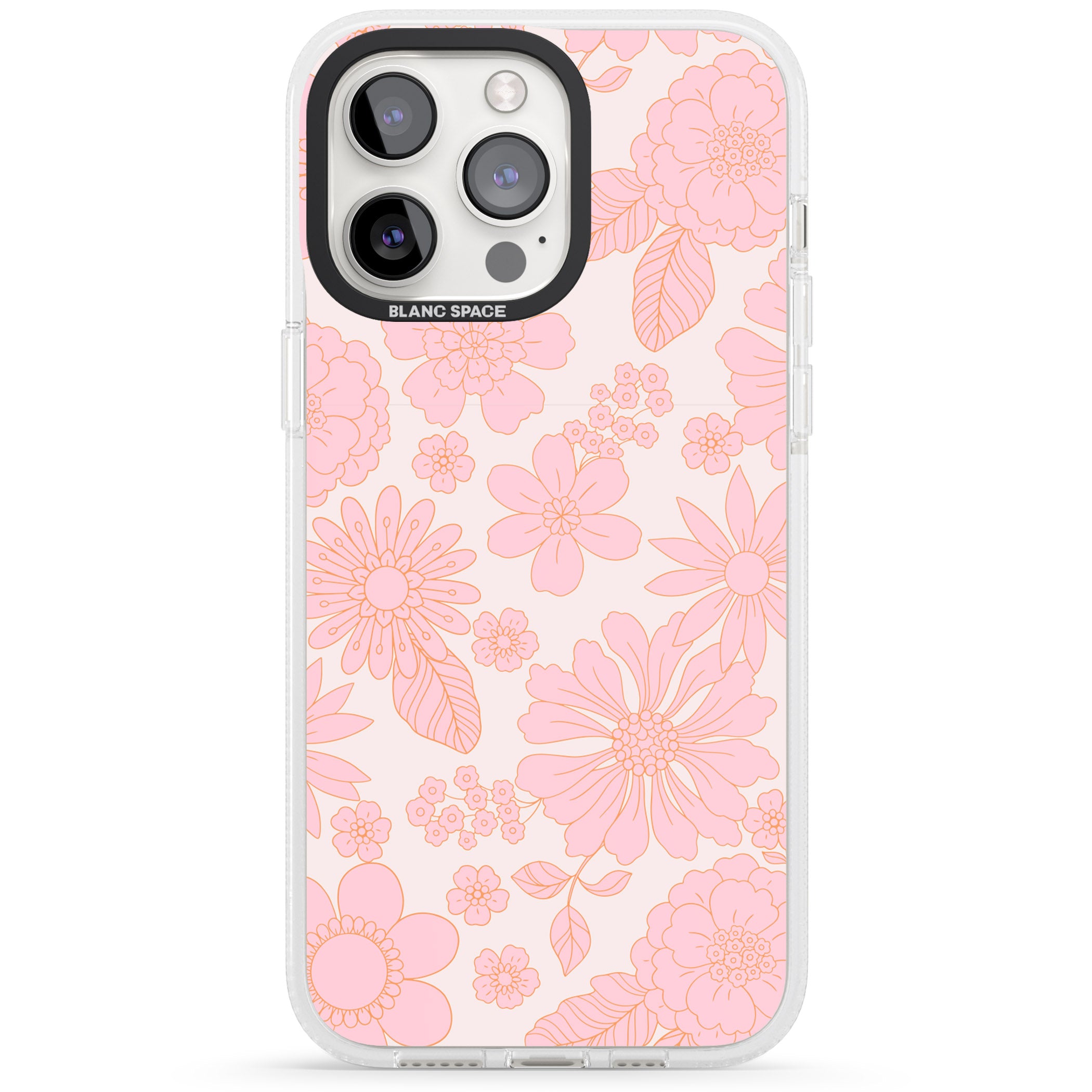 Gentle Pink Flowers iPhone 15 Pro Max / 15 Pro / 14 Pro Max / 14 Pro / 13 Pro Clear Case Impact Air - Blanc Space