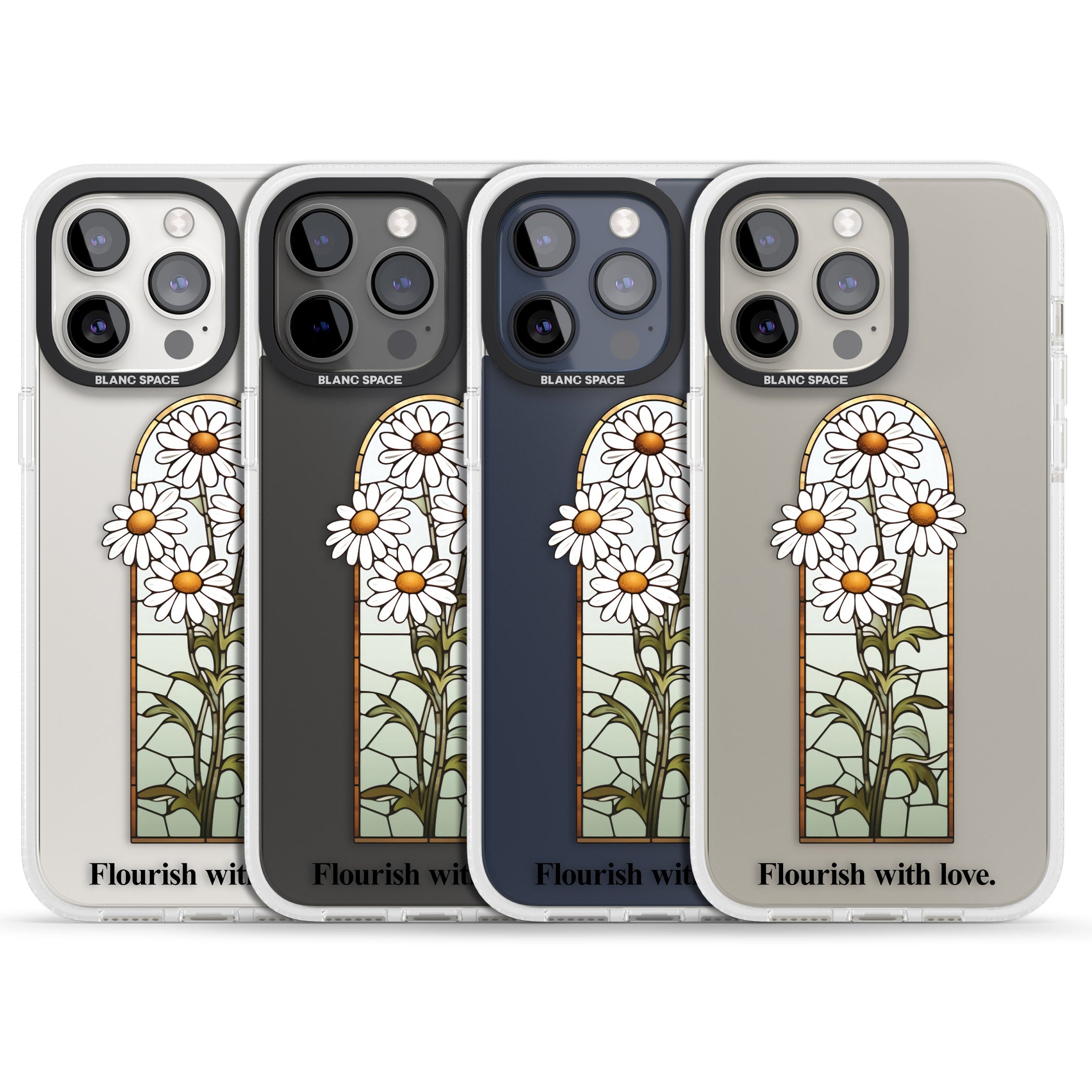 Flourish with love iPhone 15 Pro Max / 15 Pro / 14 Pro Max / 14 Pro / 13 Pro Clear Case Impact Air - Blanc Space