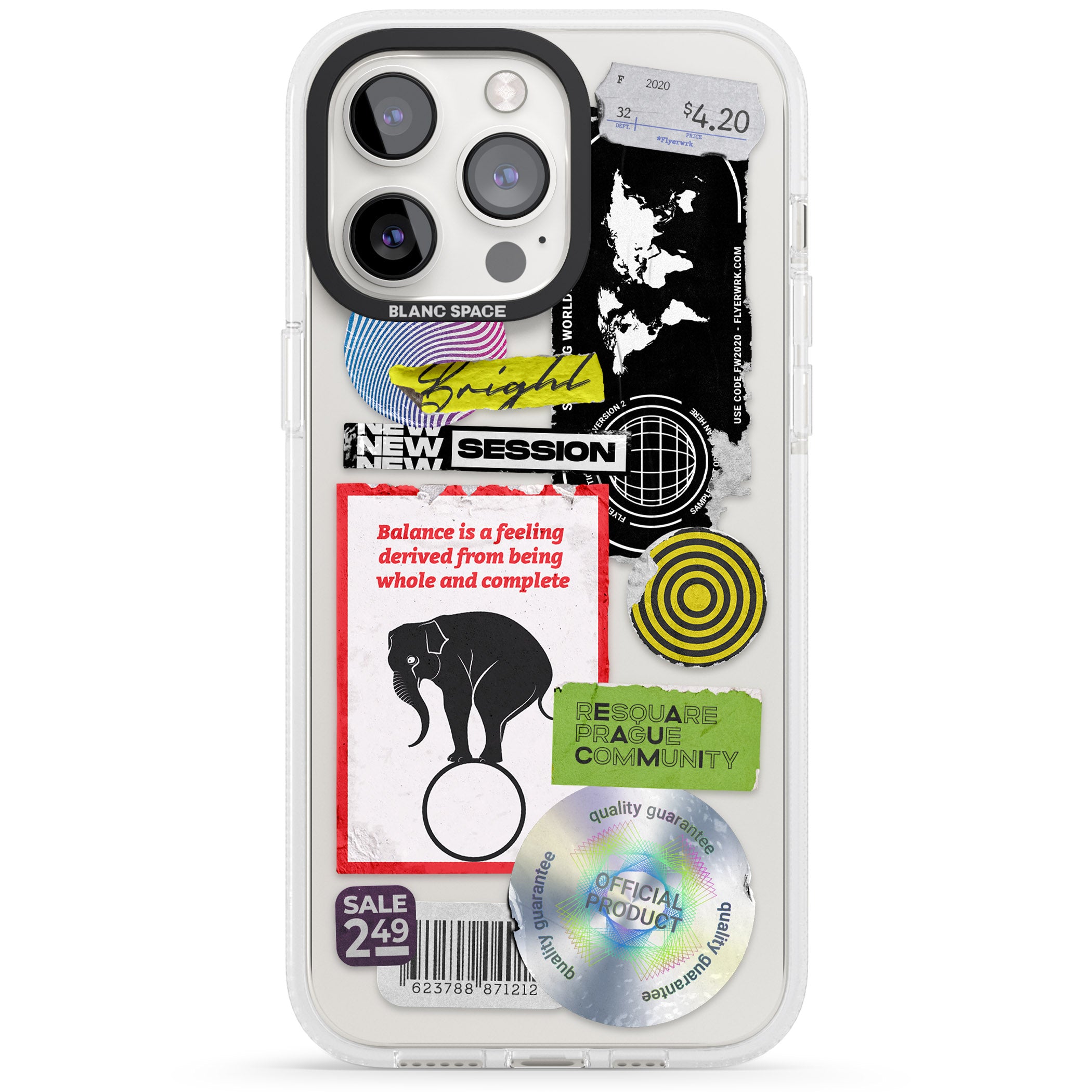 Peeled Sticker Mix iPhone 15 Pro Max / 15 Pro / 14 Pro Max / 14 Pro / 13 Pro Clear Case Impact Air - Blanc Space