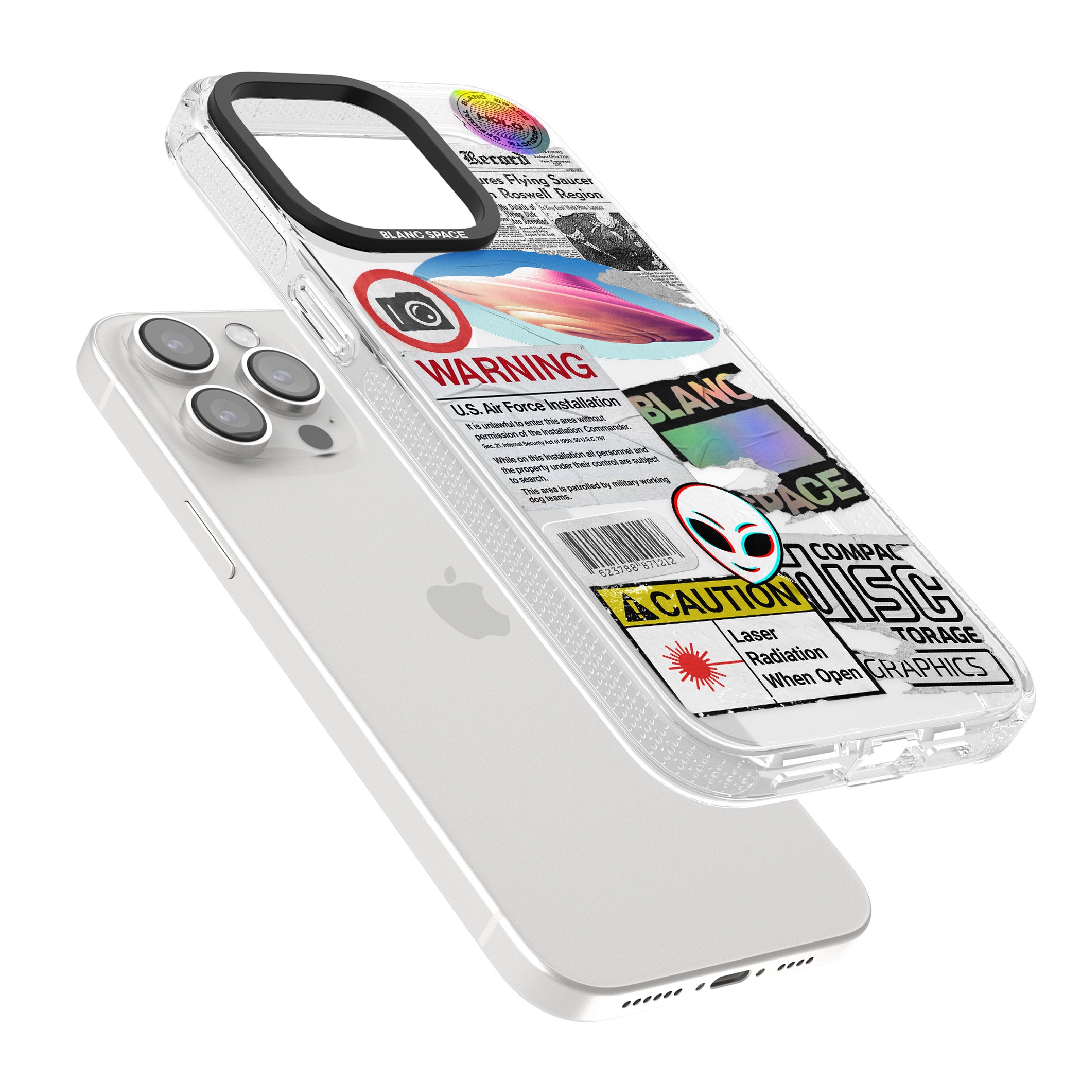 Cosmic Encounters iPhone 15 Pro Max / 15 Pro / 14 Pro Max / 14 Pro / 13 Pro Clear Case Impact Air - Blanc Space