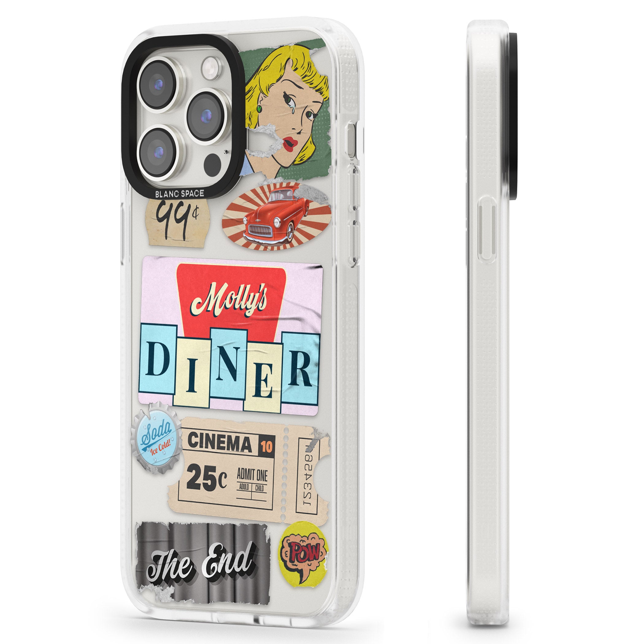 Nifty Fifties Swing iPhone 15 Pro Max / 15 Pro / 14 Pro Max / 14 Pro / 13 Pro Clear Case Impact Air - Blanc Space