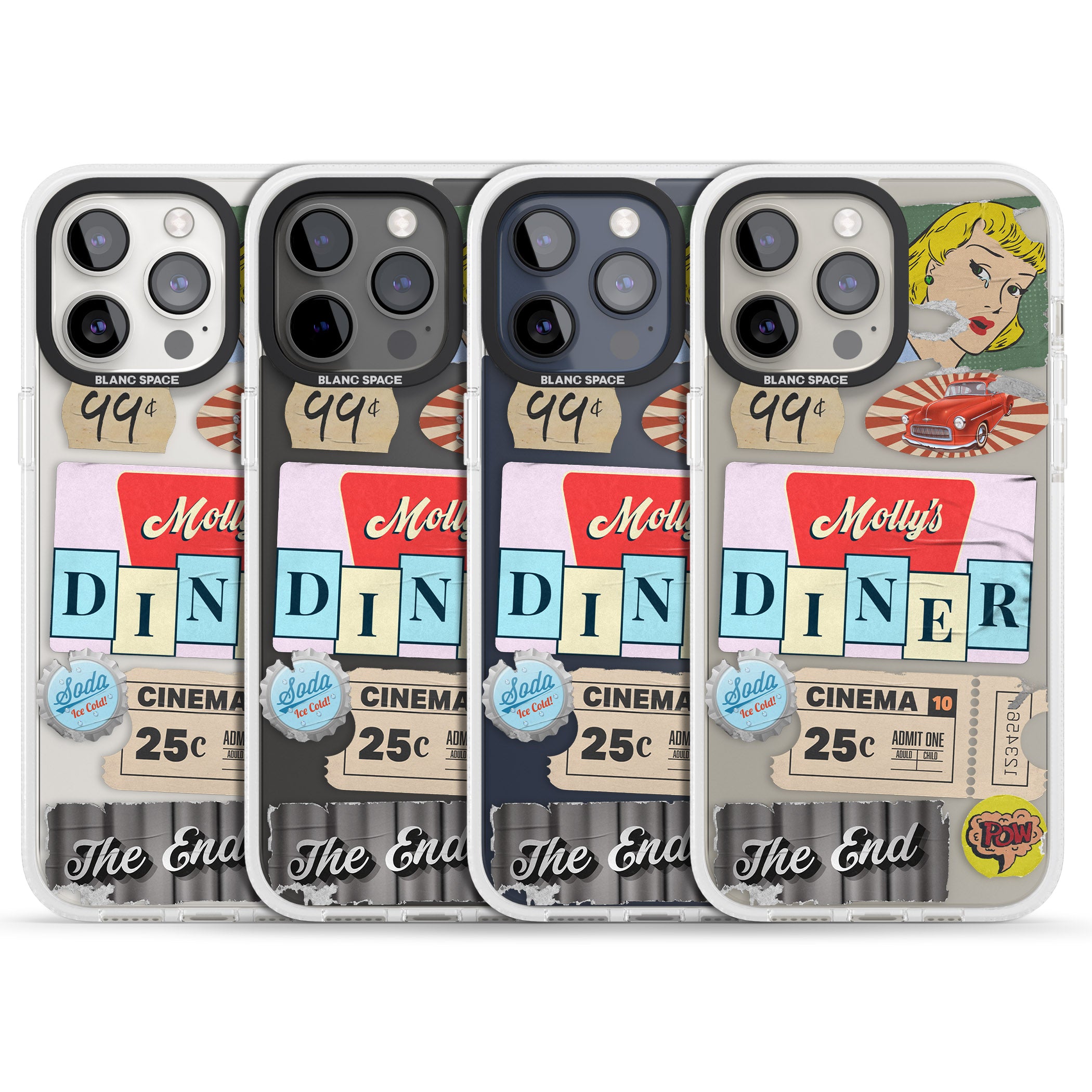 Nifty Fifties Swing iPhone 15 Pro Max / 15 Pro / 14 Pro Max / 14 Pro / 13 Pro Clear Case Impact Air - Blanc Space