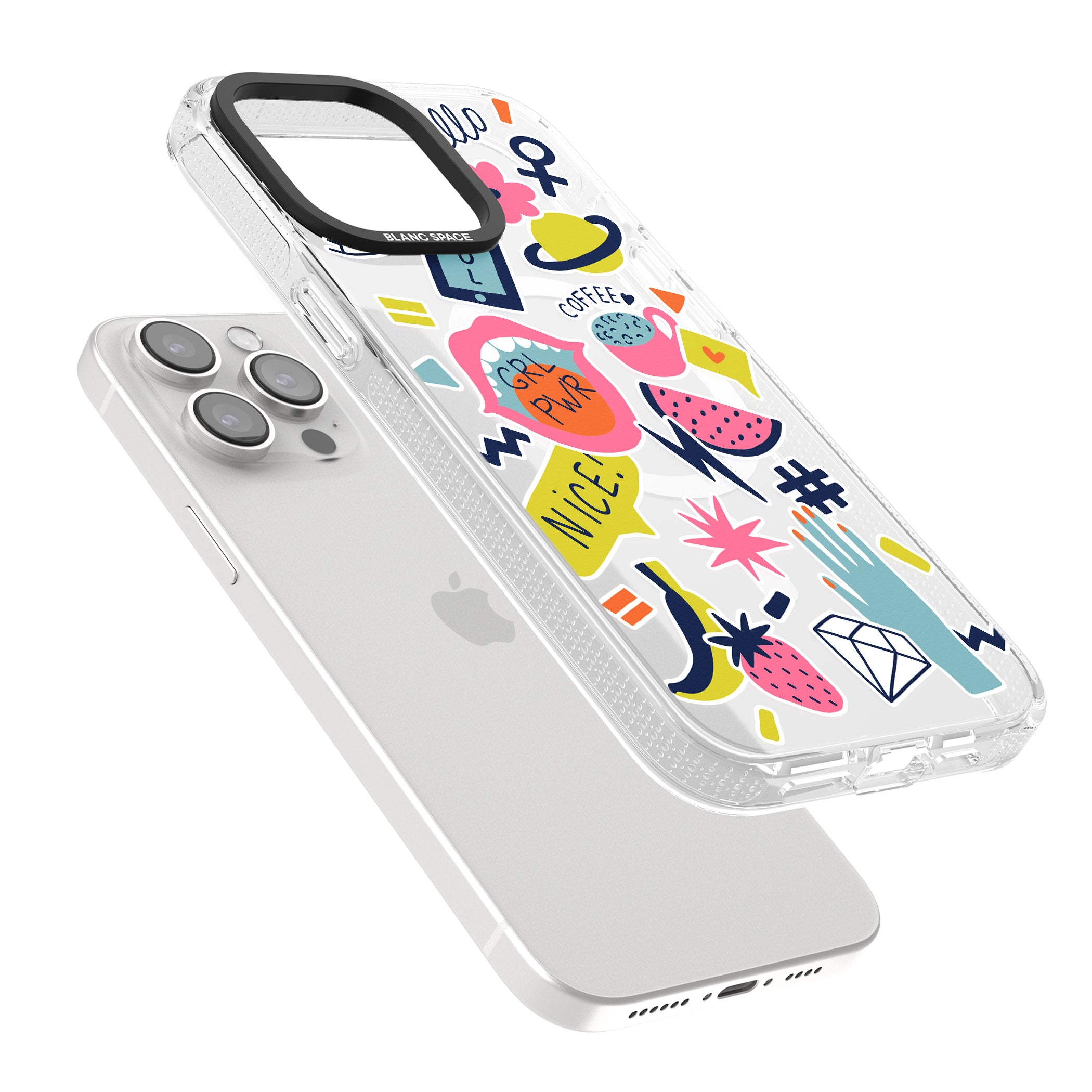 GRL PWR iPhone 15 Pro Max / 15 Pro / 14 Pro Max / 14 Pro / 13 Pro Clear Case Impact Air - Blanc Space