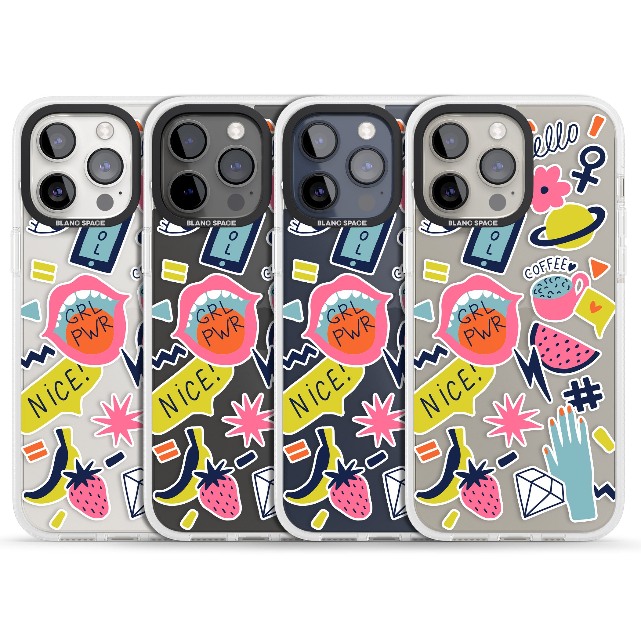 GRL PWR iPhone 15 Pro Max / 15 Pro / 14 Pro Max / 14 Pro / 13 Pro Clear Case Impact Air - Blanc Space