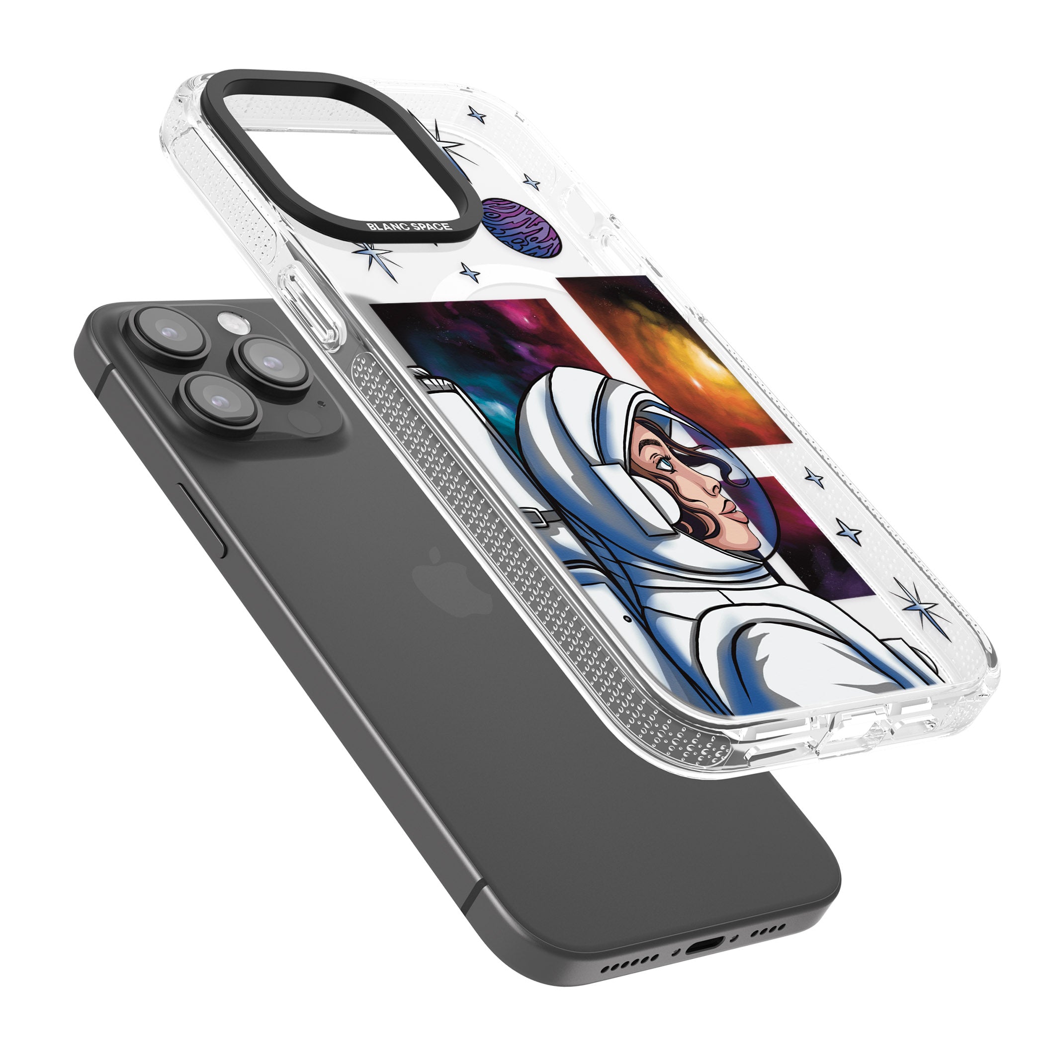 Cosmic Ambition iPhone 15 Pro Max / 15 Pro / 14 Pro Max / 14 Pro / 13 Pro Clear Case Impact Air - Blanc Space