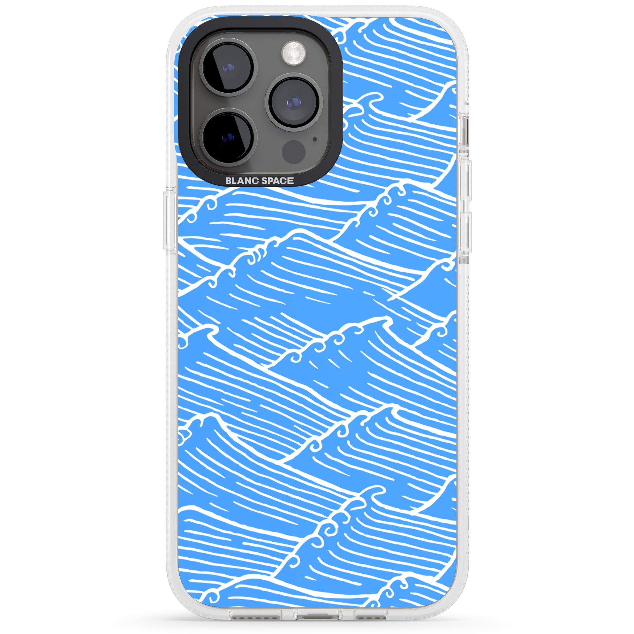 Waves Pattern iPhone 15 Pro Max / 15 Pro / 14 Pro Max / 14 Pro / 13 Pro Clear Case Impact Air - Blanc Space