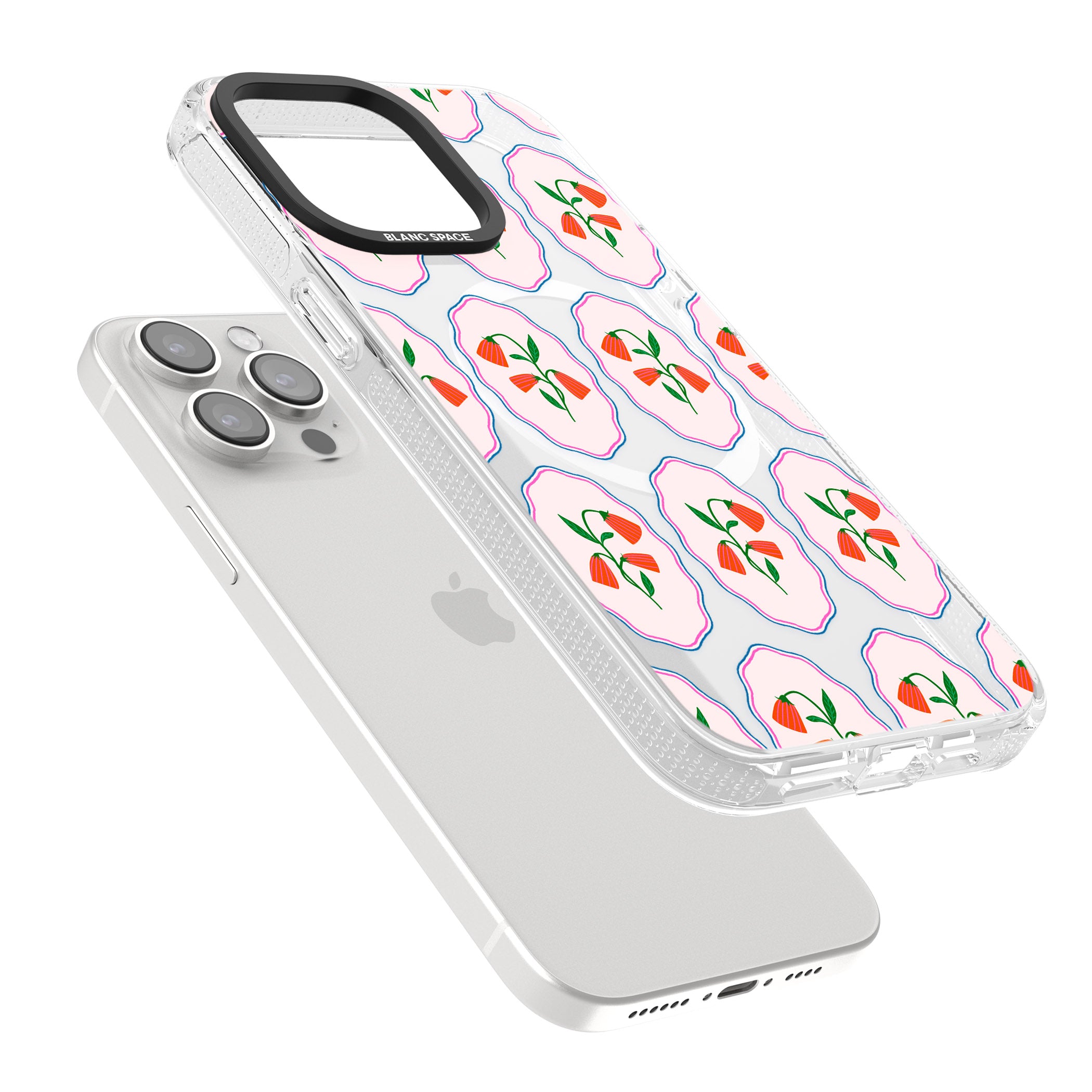 Rose Stamps iPhone 15 Pro Max / 15 Pro / 14 Pro Max / 14 Pro / 13 Pro Clear Case Impact Air - Blanc Space