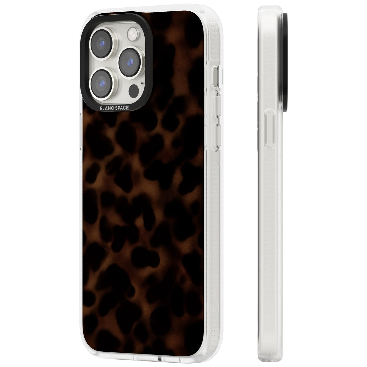 Dark Tortoise Shell old money iPhone case featuring a dark tortoiseshell pattern with amber and black animal print tones iPhone 12 Pro Max / iPhone 13 Pro / iPhone 13 Pro Max / iPhone 14 Pro / iPhone 14 Pro Max / iPhone 15 Pro / iPhone 15 Pro Max Impact Air Phone Case side