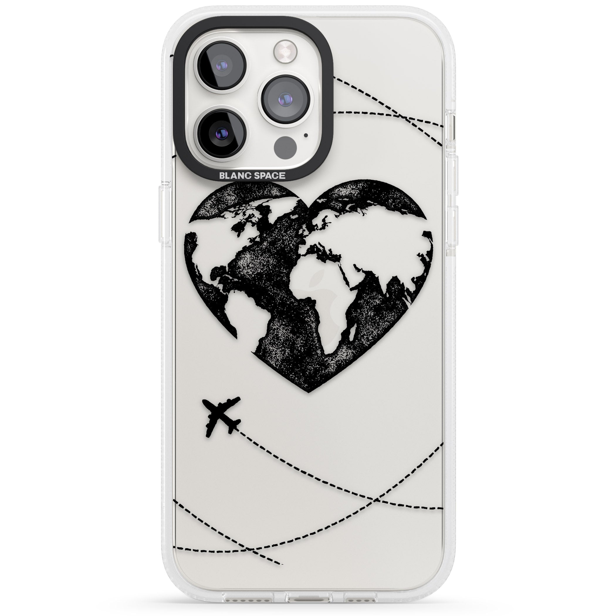 Globe Heart iPhone 15 Pro Max / 15 Pro / 14 Pro Max / 14 Pro / 13 Pro Clear Case Impact Air - Blanc Space