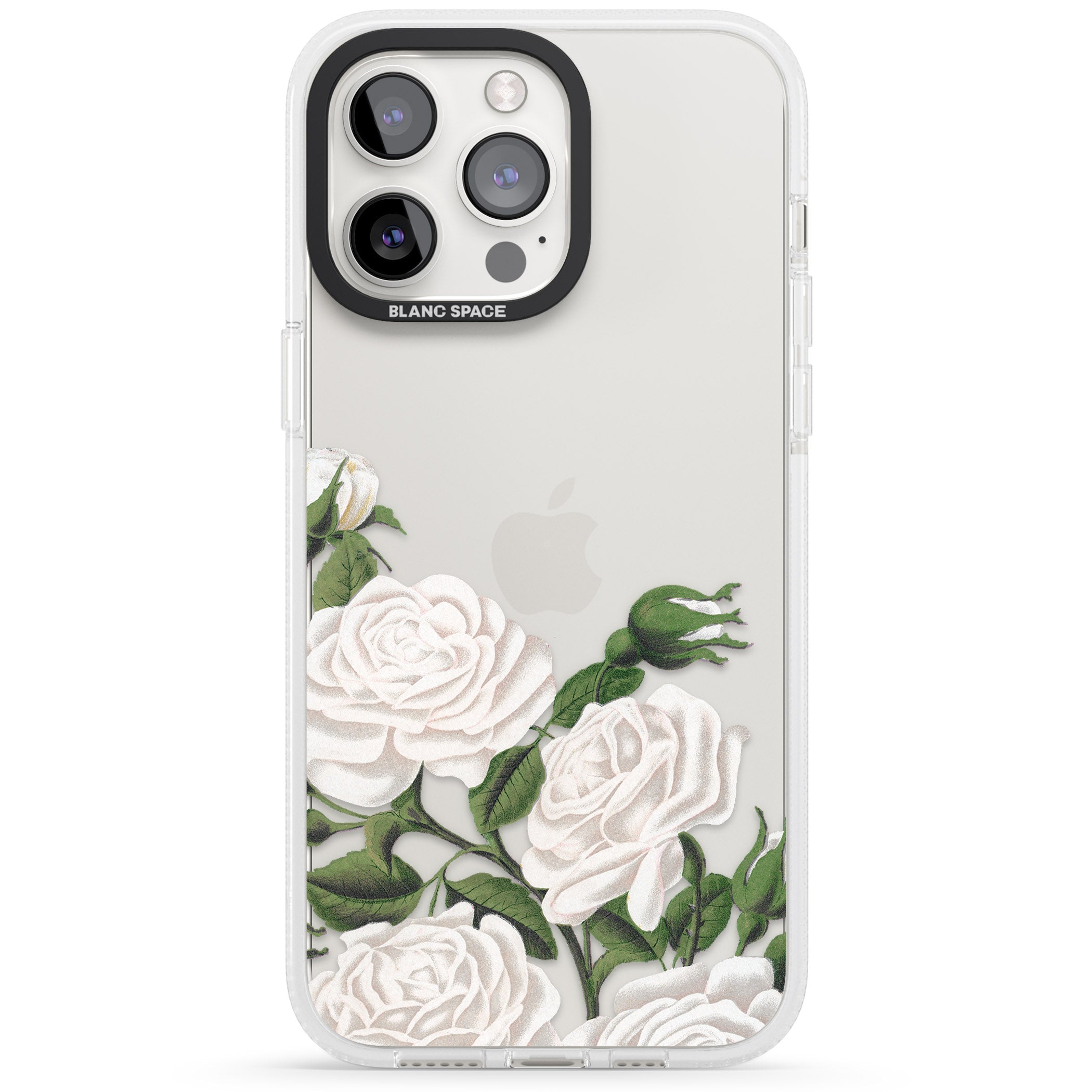 White Vintage Painted Flowers iPhone 15 Pro Max / 15 Pro / 14 Pro Max / 14 Pro / 13 Pro Clear Case Impact Air - Blanc Space