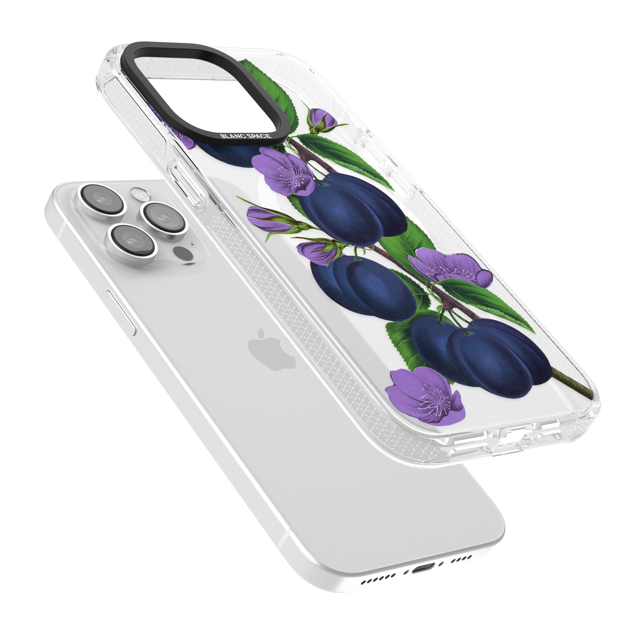 Vintage Painted Plums iPhone 15 Pro Max / 15 Pro / 14 Pro Max / 14 Pro / 13 Pro Clear Case Impact Air - Blanc Space