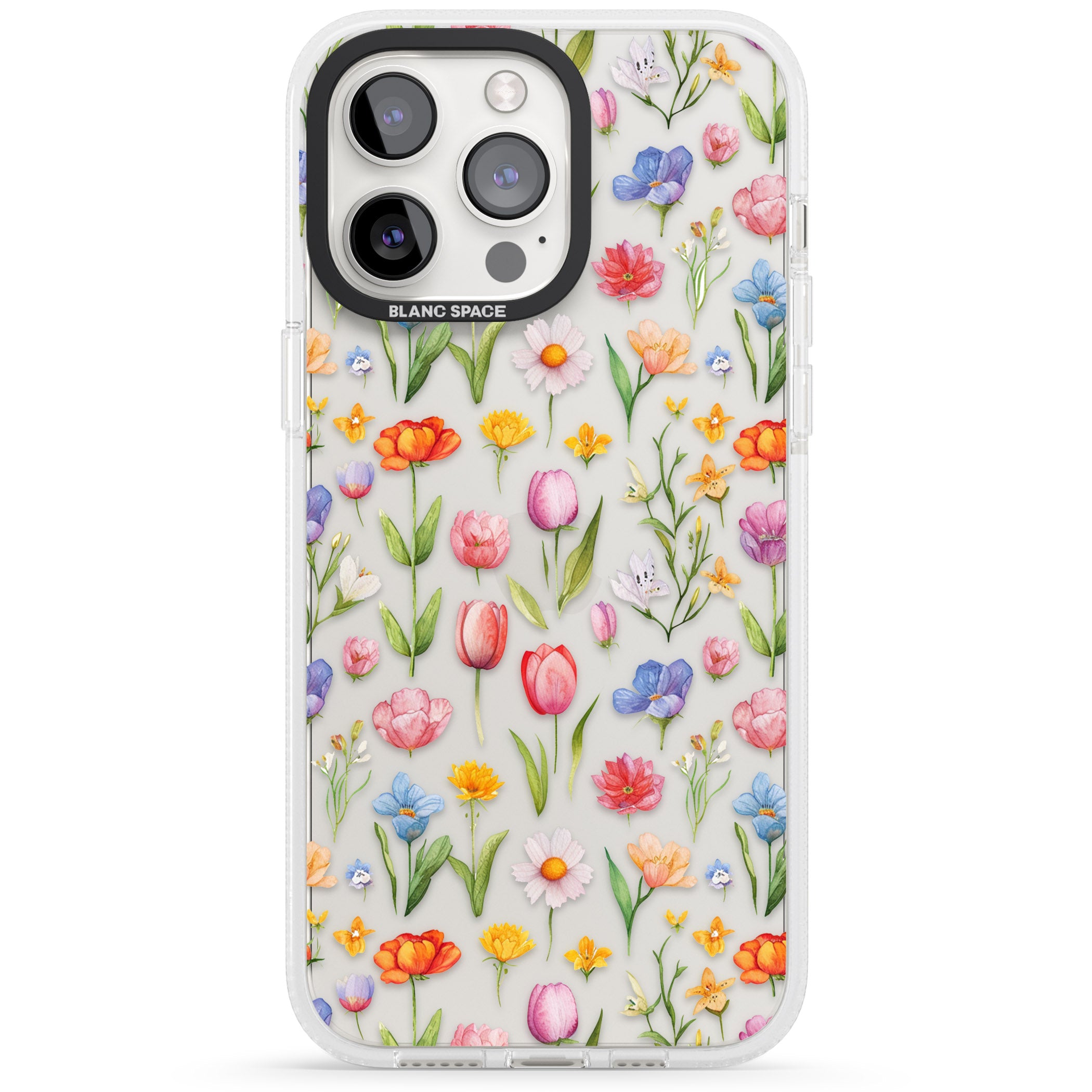 Small Flower Mix iPhone 15 Pro Max / 15 Pro / 14 Pro Max / 14 Pro / 13 Pro Clear Case Impact Air - Blanc Space