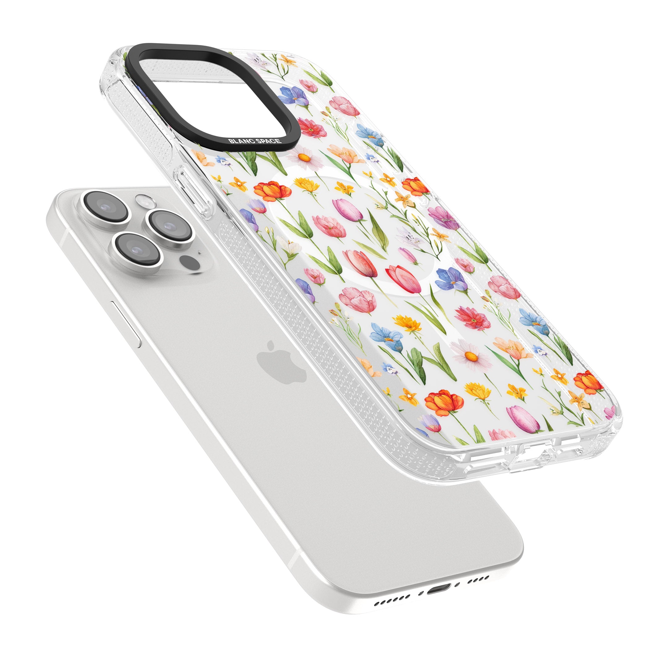 Small Flower Mix iPhone 15 Pro Max / 15 Pro / 14 Pro Max / 14 Pro / 13 Pro Clear Case Impact Air - Blanc Space