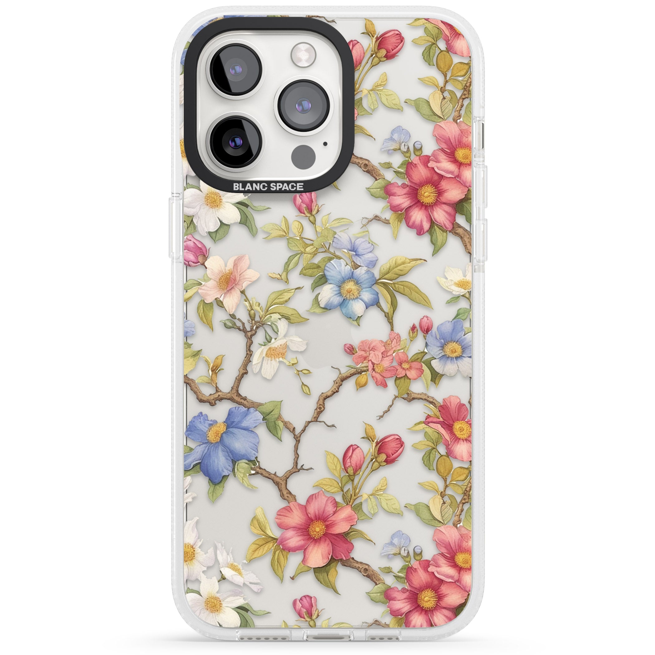 Vintage Vines & Flowers iPhone 15 Pro Max / 15 Pro / 14 Pro Max / 14 Pro / 13 Pro Clear Case Impact Air - Blanc Space