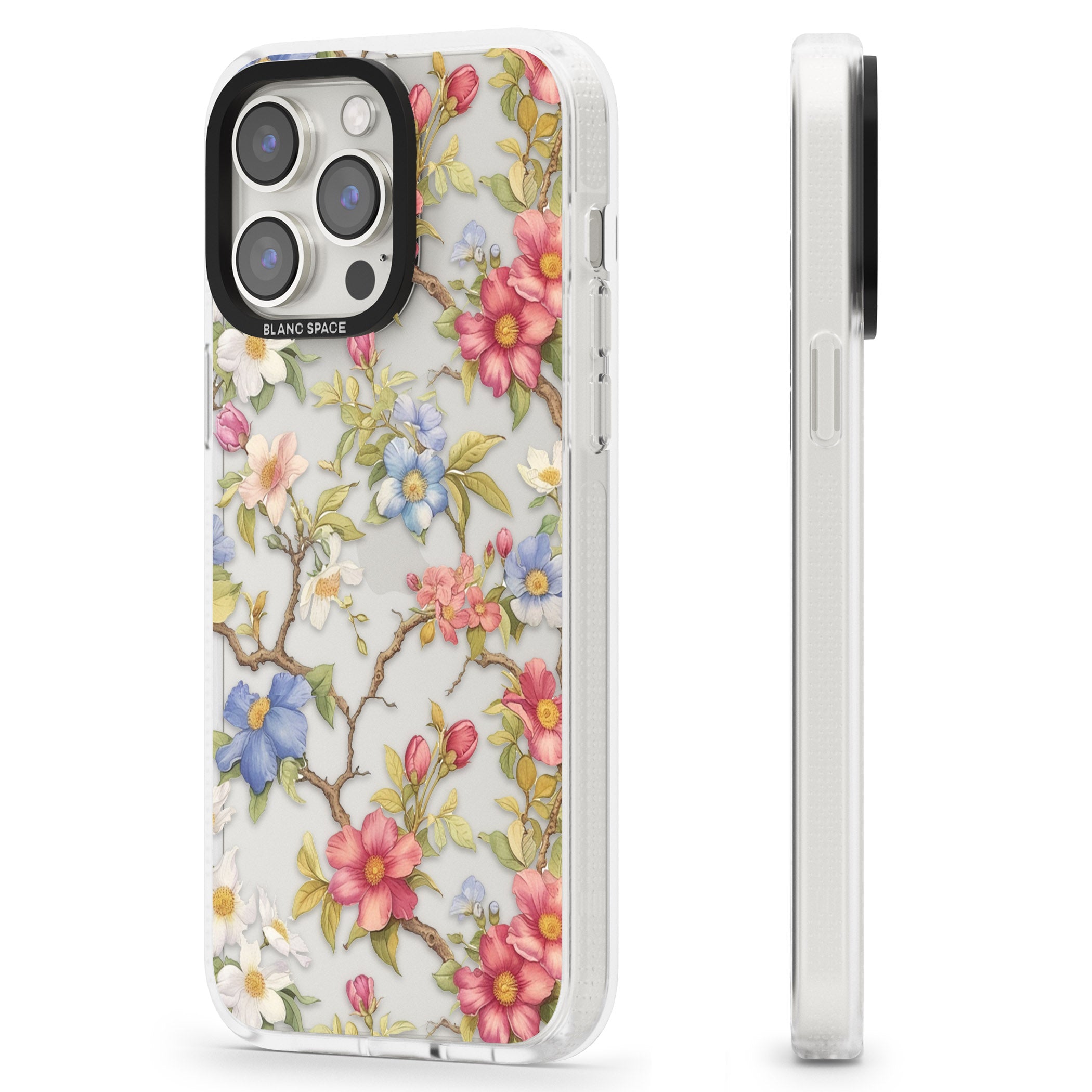 Vintage Vines & Flowers iPhone 15 Pro Max / 15 Pro / 14 Pro Max / 14 Pro / 13 Pro Clear Case Impact Air - Blanc Space