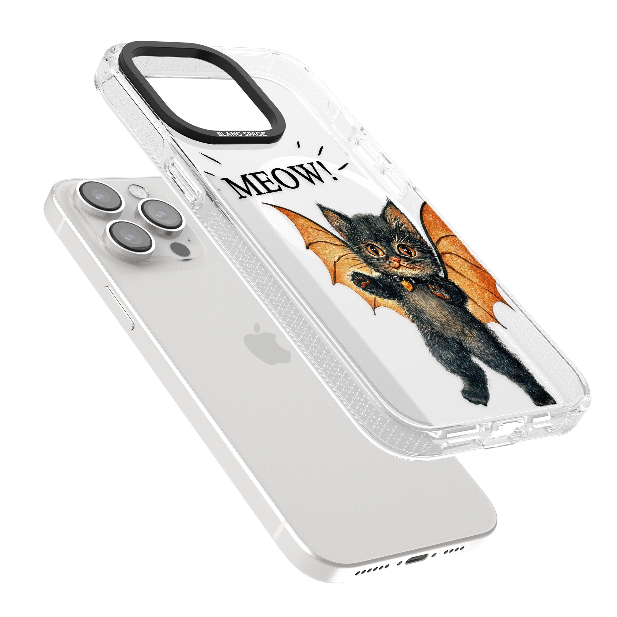MEOW! iPhone 15 Pro Max / 15 Pro / 14 Pro Max / 14 Pro / 13 Pro Clear Case Impact Air - Blanc Space