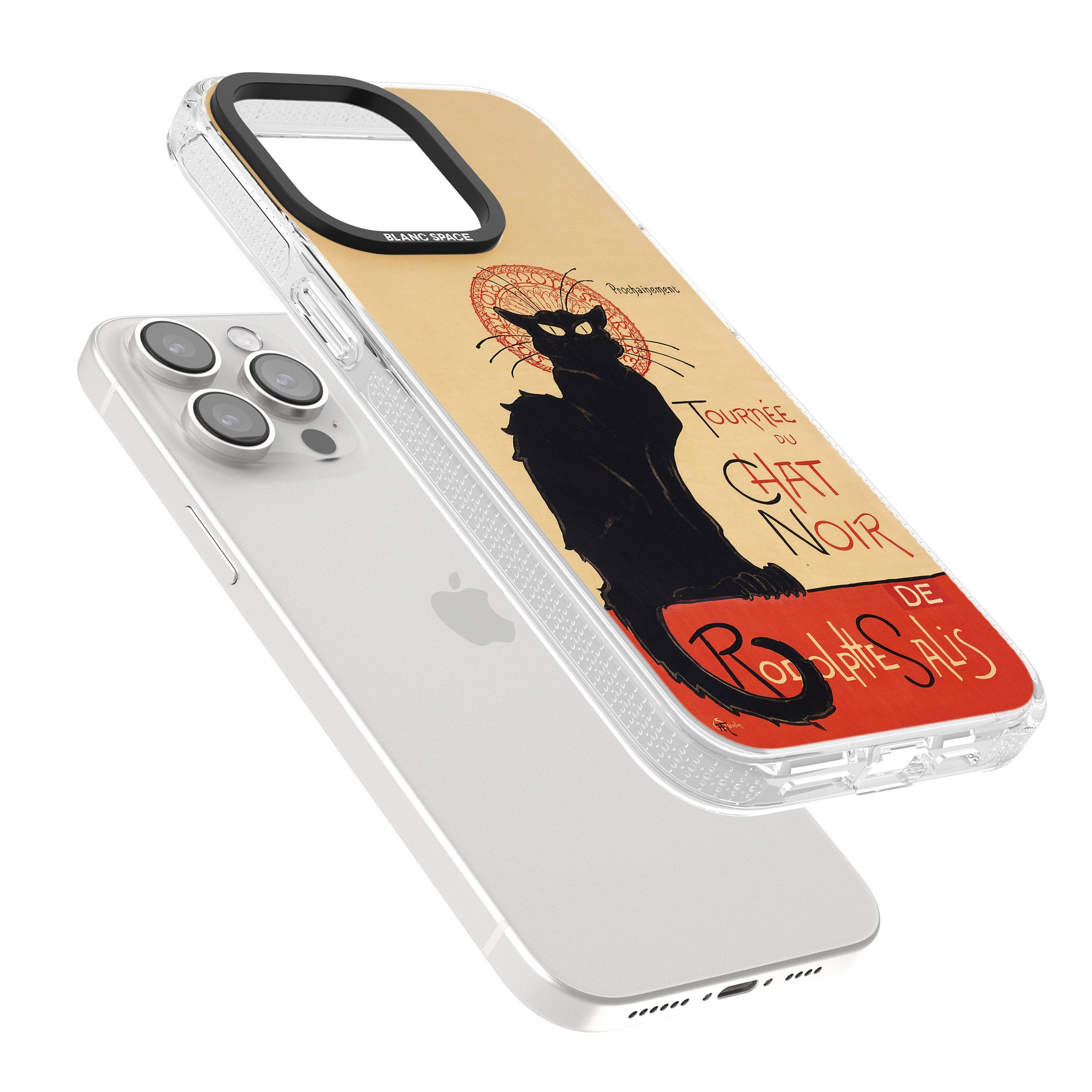 Tournee du Chat Noir Poster iPhone 15 Pro Max / 15 Pro / 14 Pro Max / 14 Pro / 13 Pro Clear Case Impact Air - Blanc Space